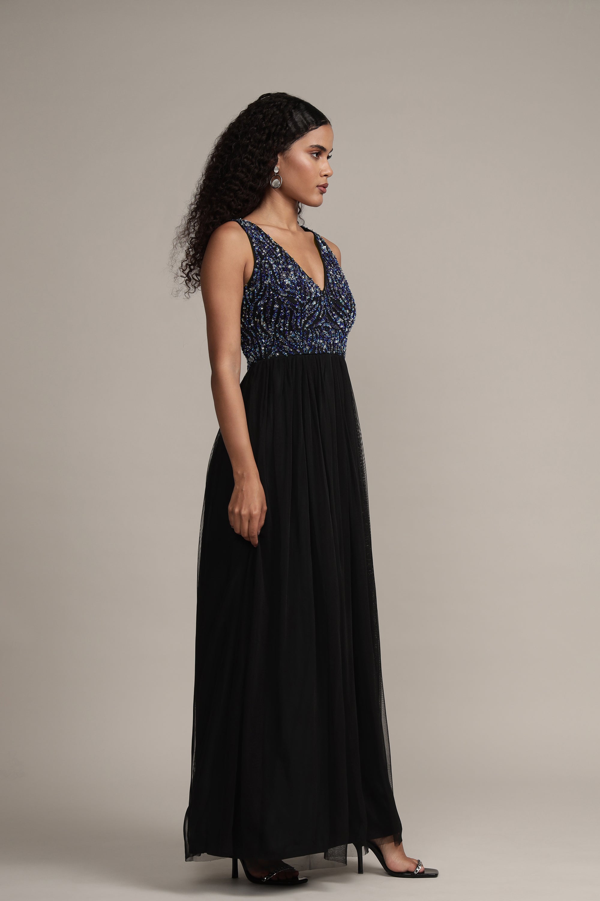 Ada Black Embellished Maxi Dress