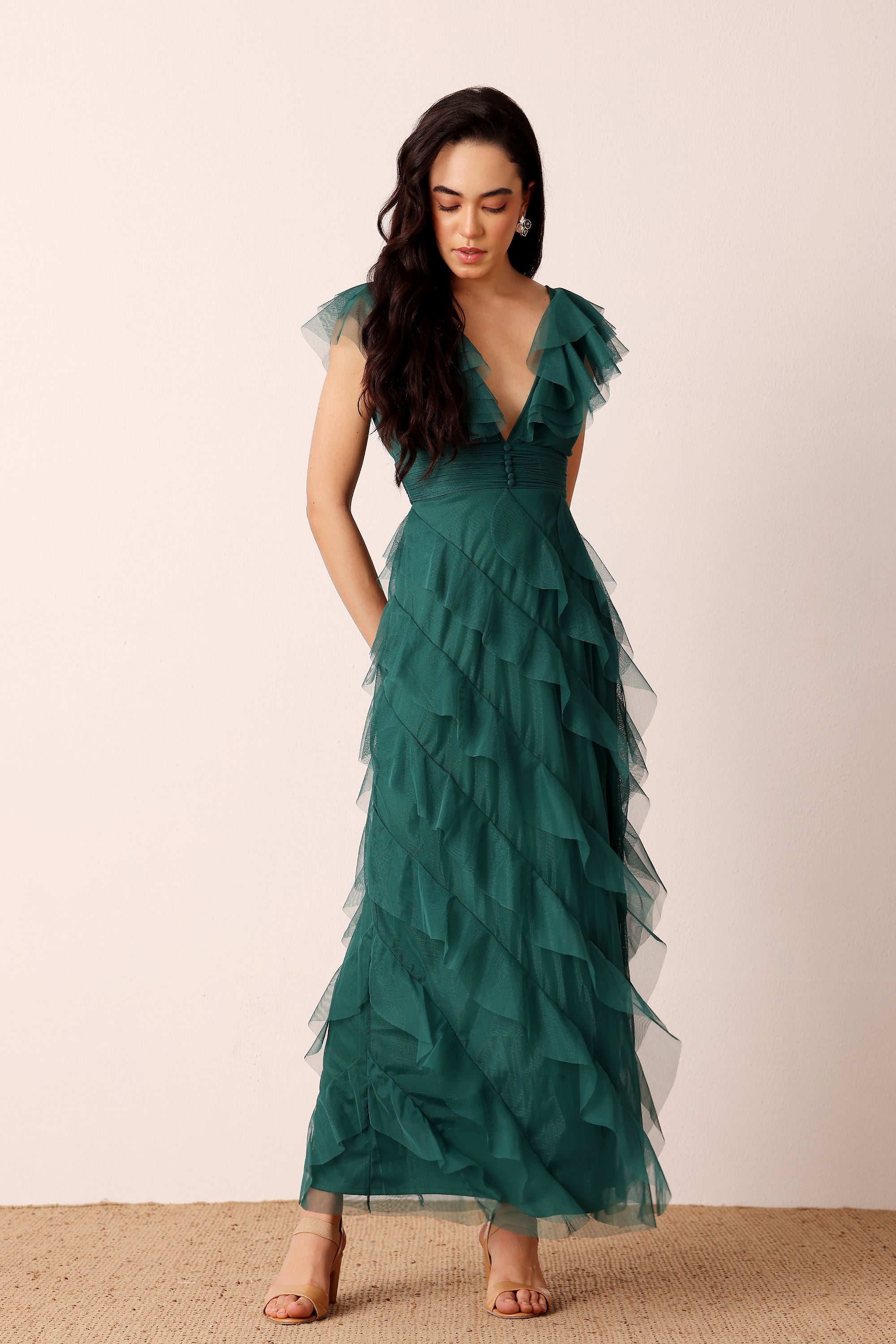 Carpathia Maxi Dress in Emerald Green