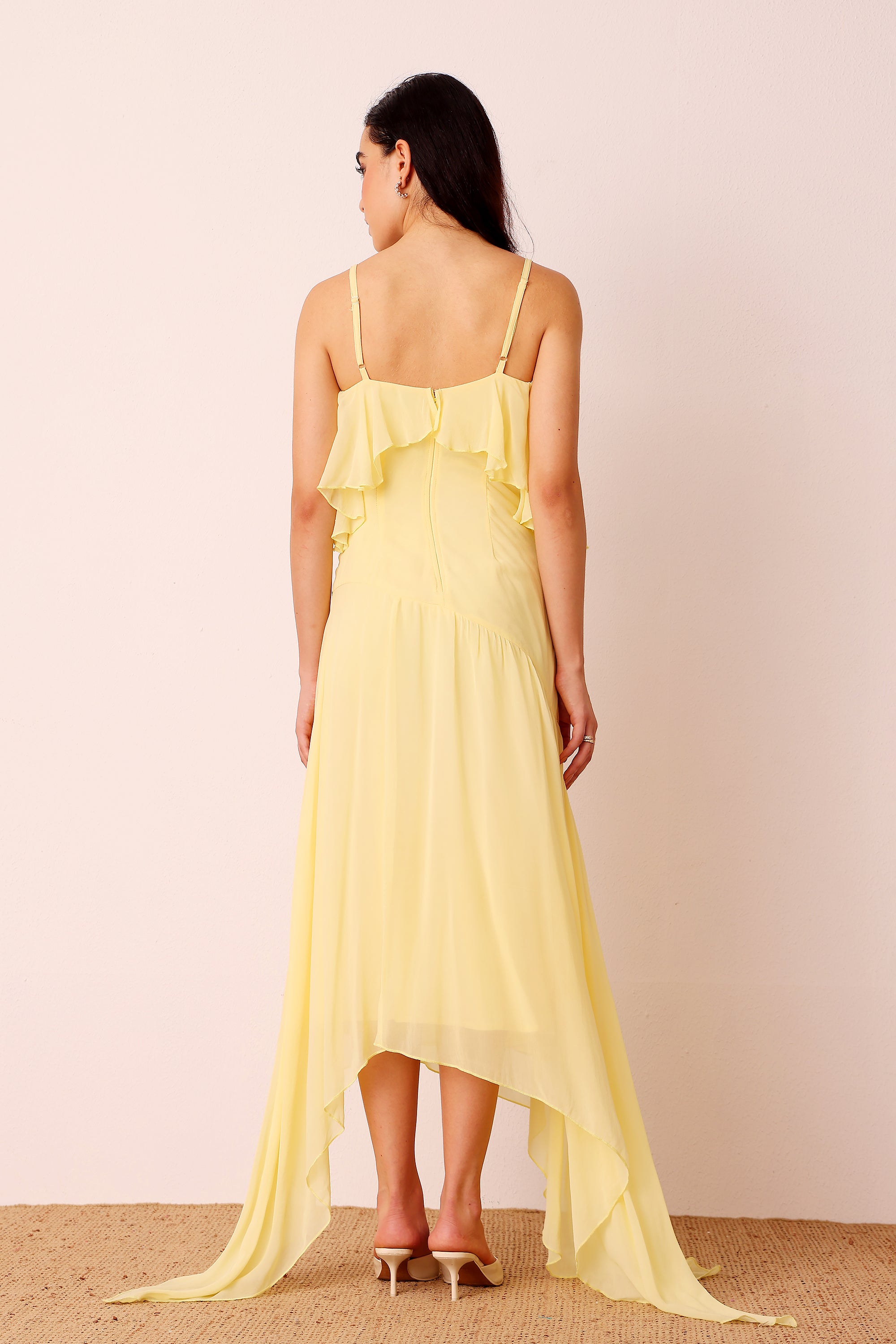Cassa Midi Dress in Pale Yellow