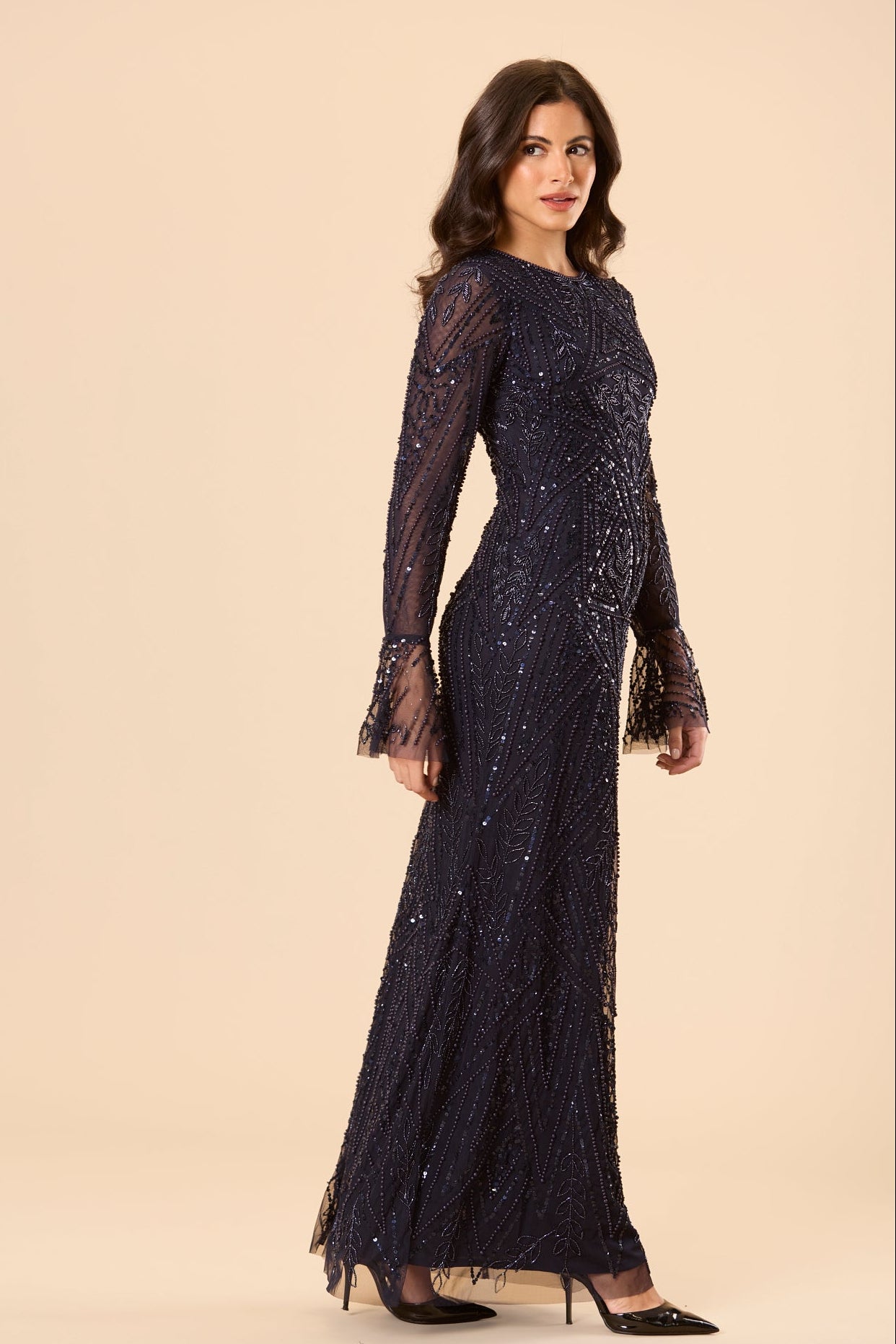 Cosima Embellished Maxi Dress in Navy