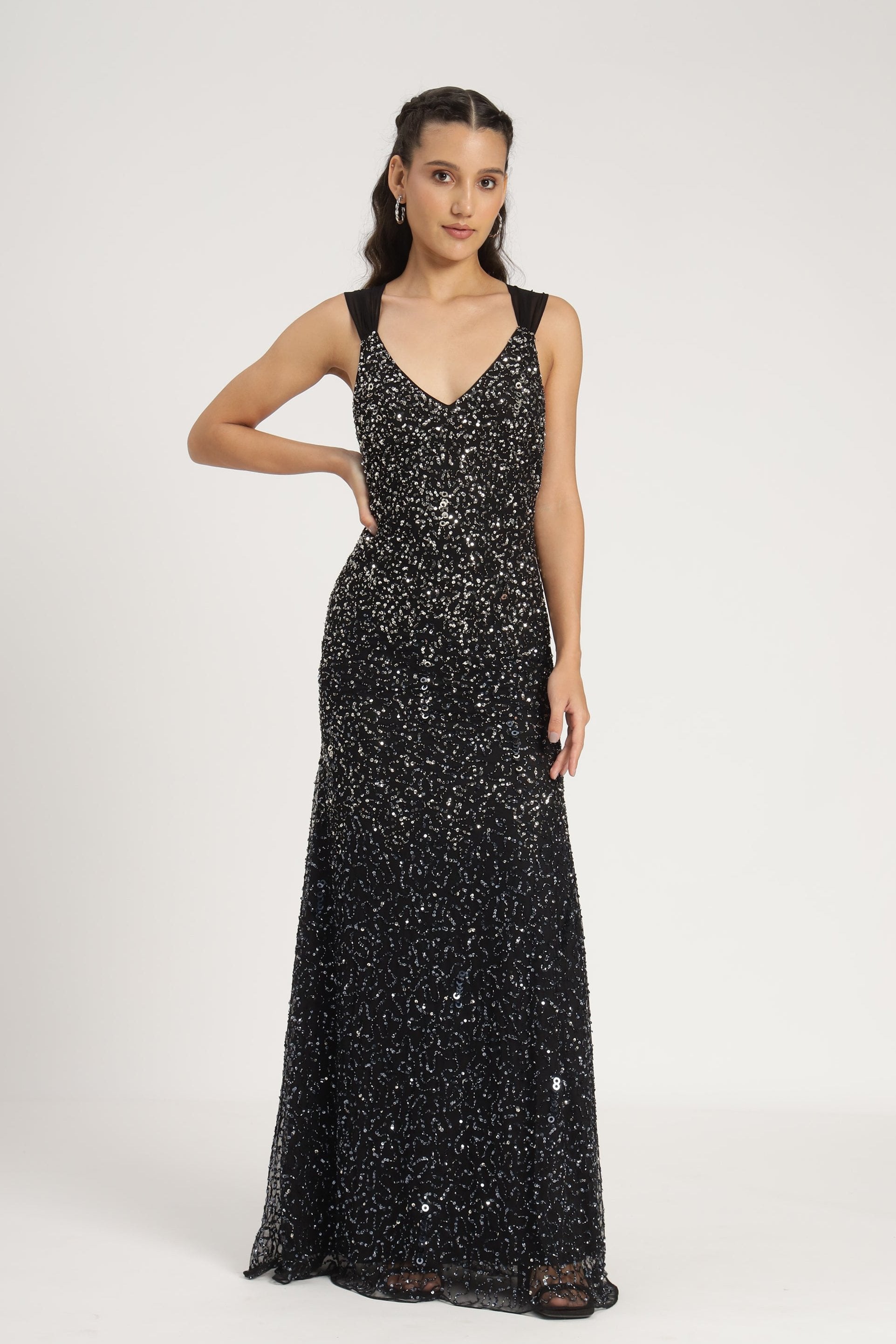 Dream Embellished Maxi Dress in Black