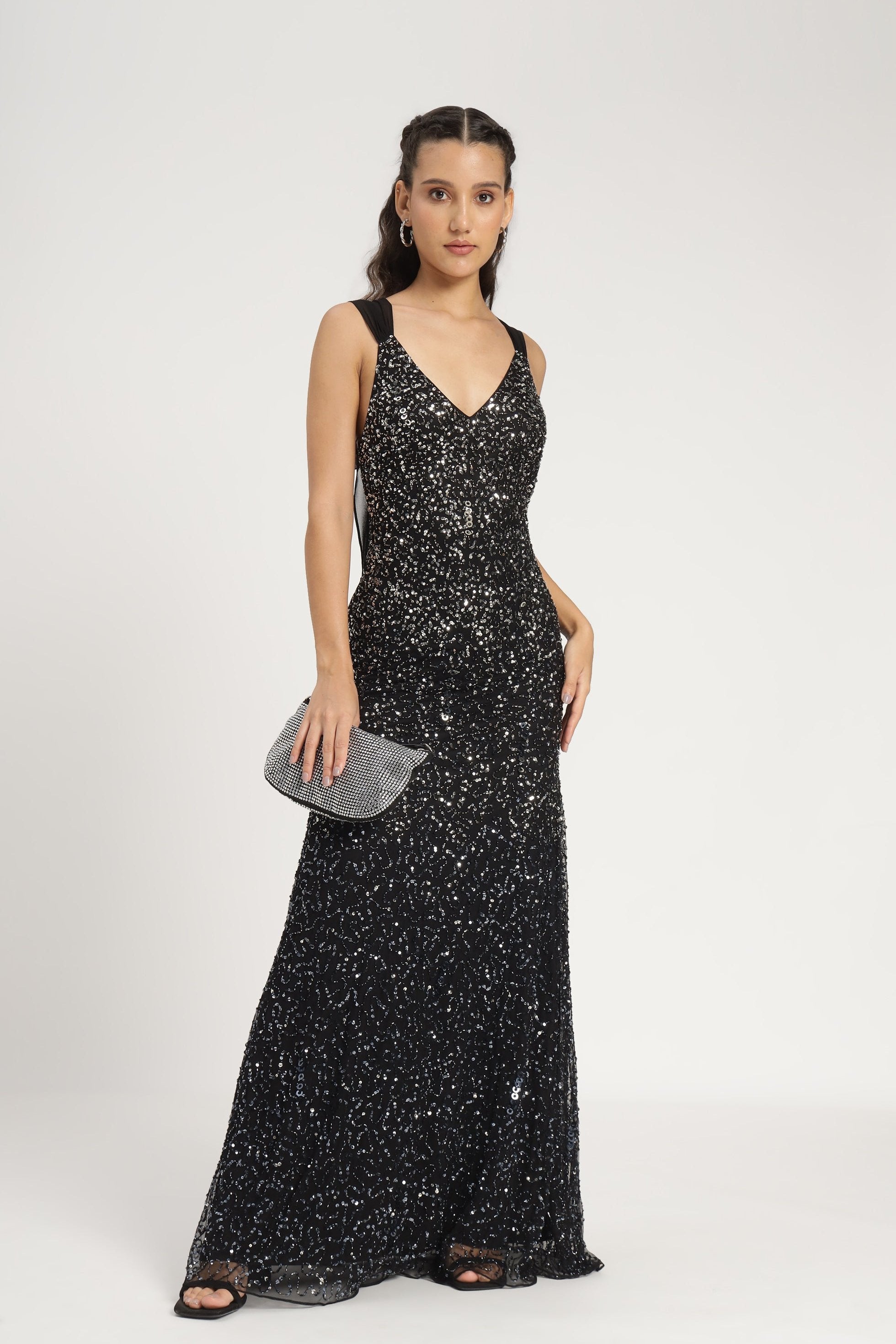 Dream Embellished Maxi Dress in Black