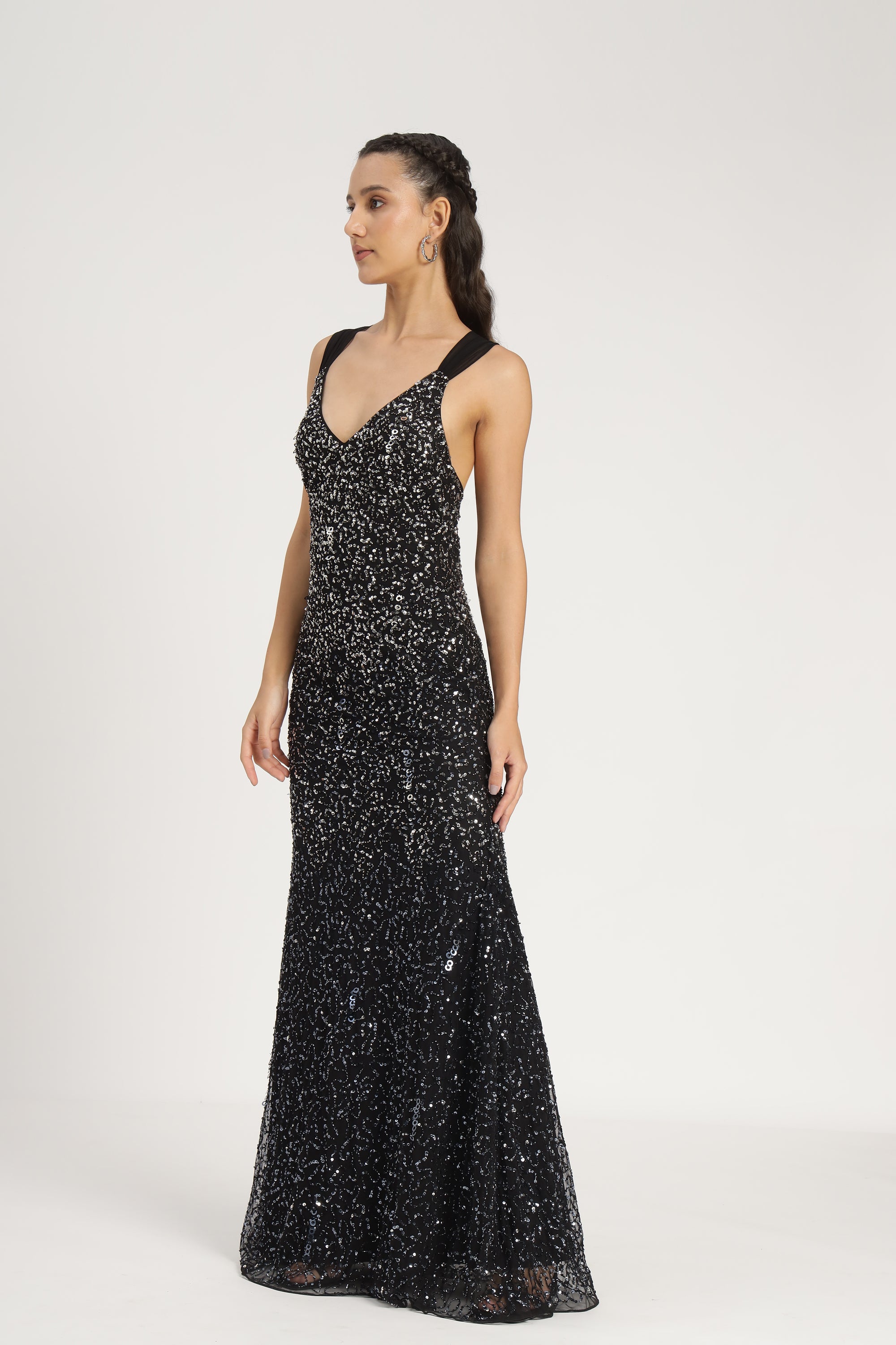 Dream Embellished Maxi Dress in Black