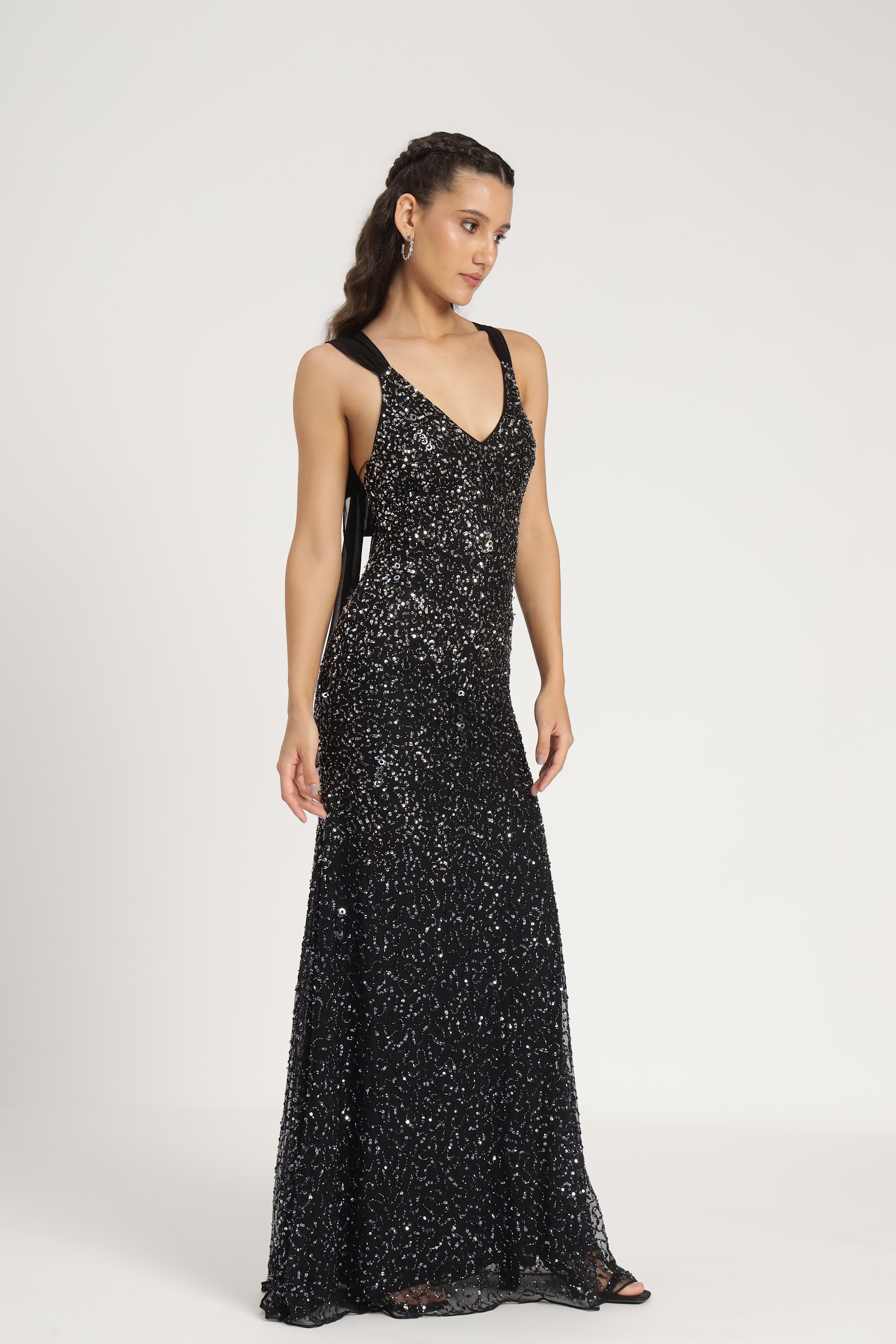Dream Embellished Maxi Dress in Black