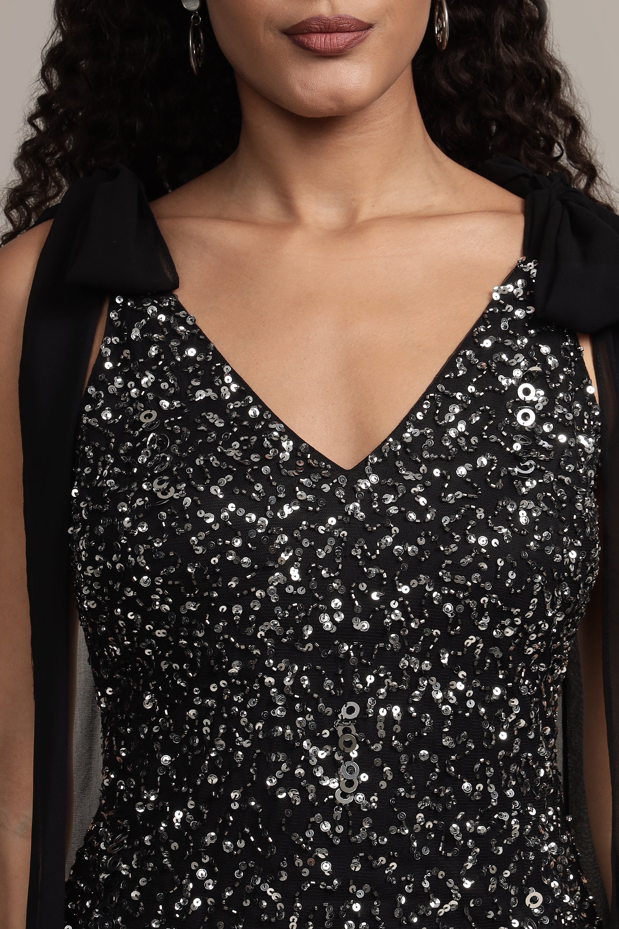 Dream Embellished Maxi Dress in Black