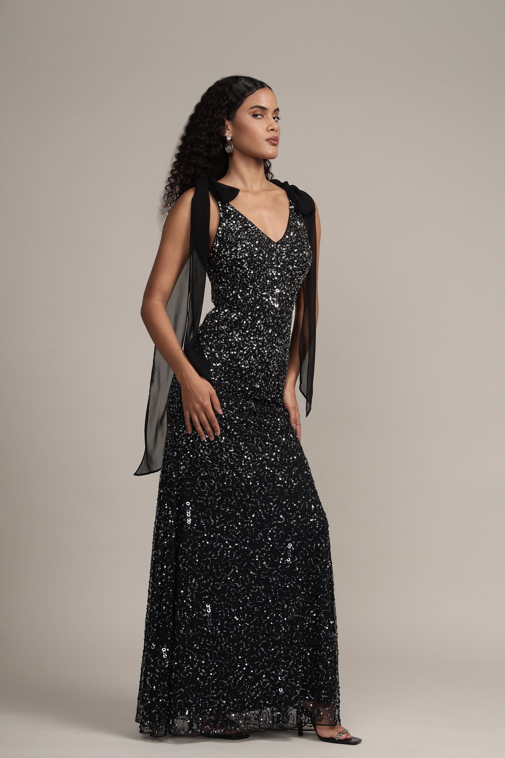 Dream Embellished Maxi Dress in Black