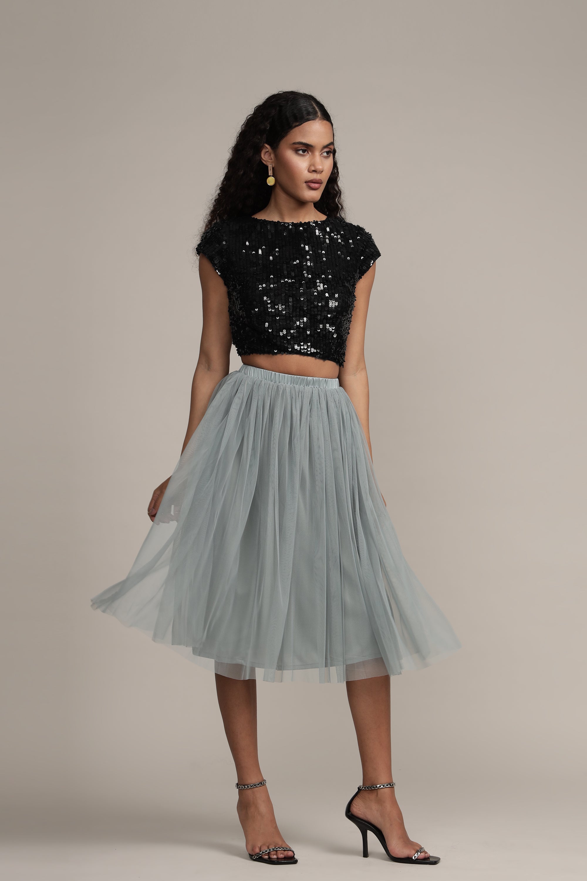 Elaine Black Sequin Top