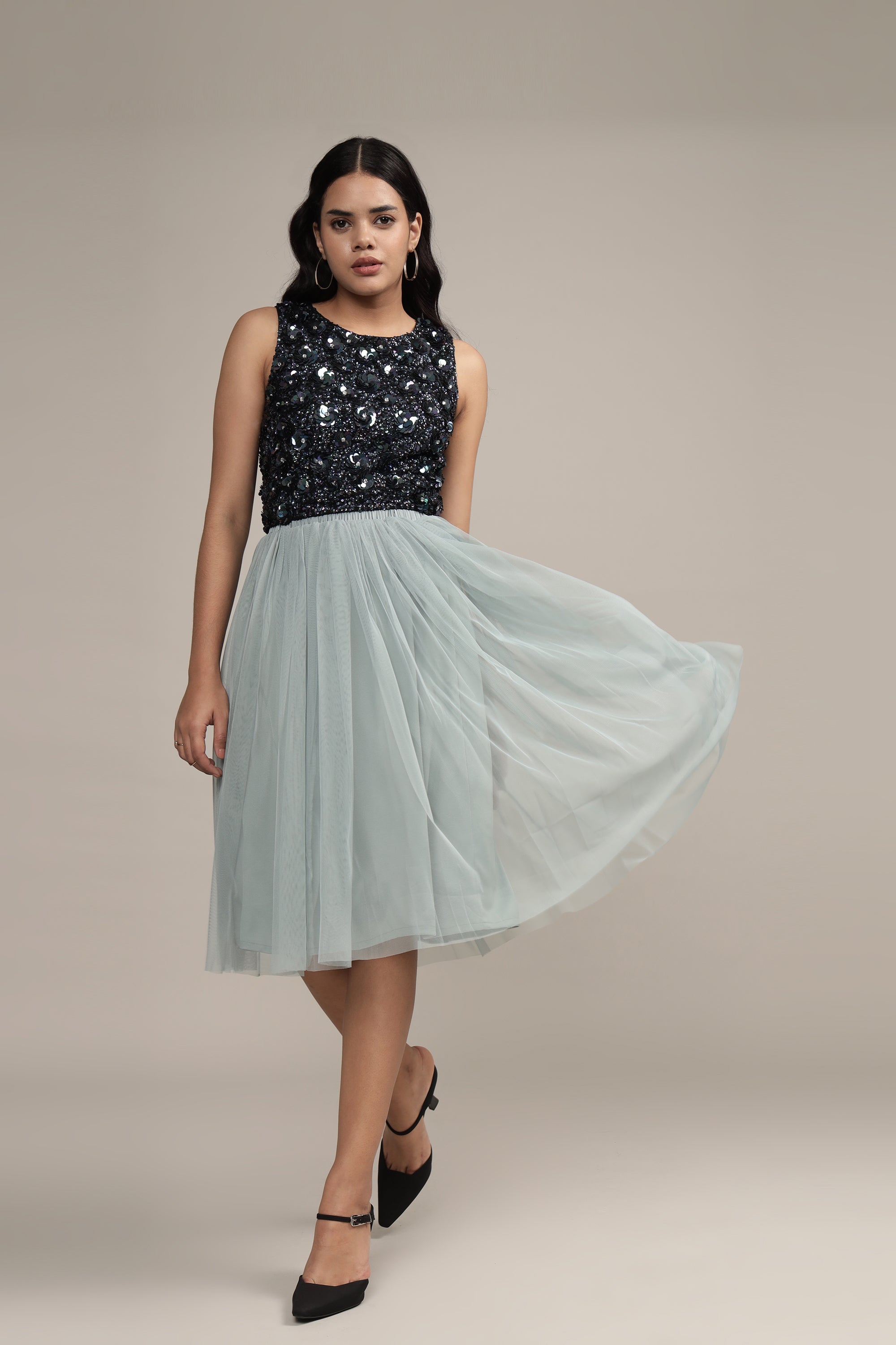 Hazel Top in Black Iridescent