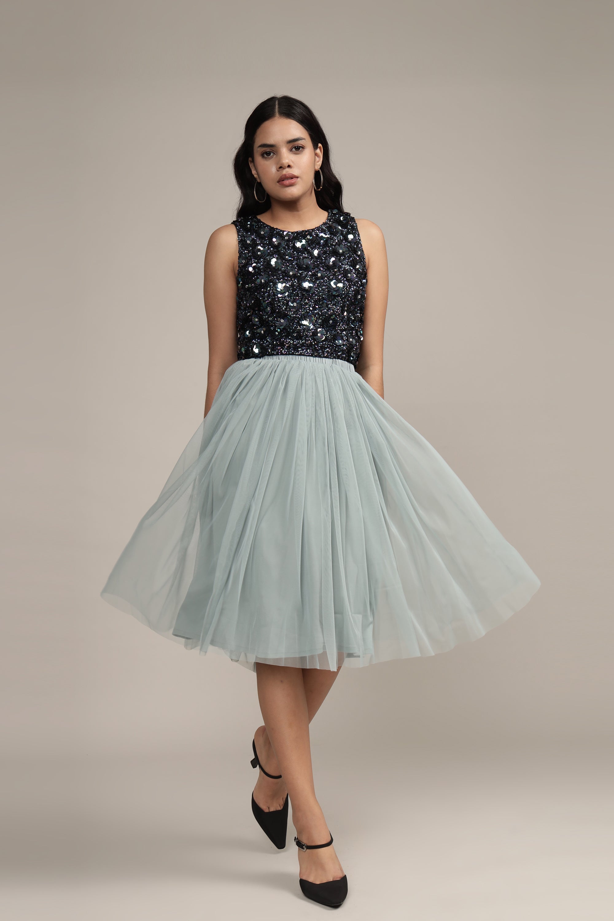 Hazel Top in Black Iridescent