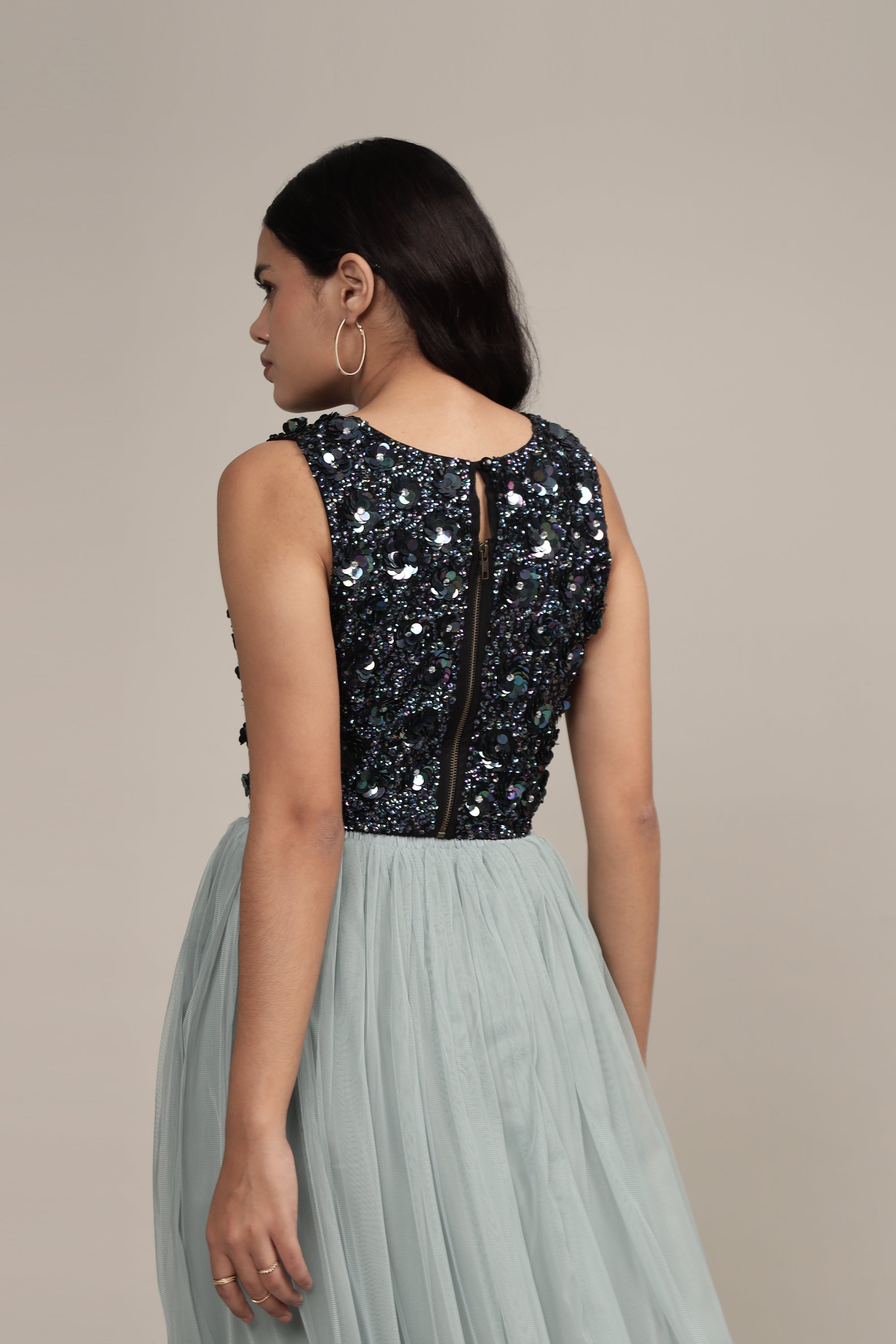 Hazel Top in Black Iridescent