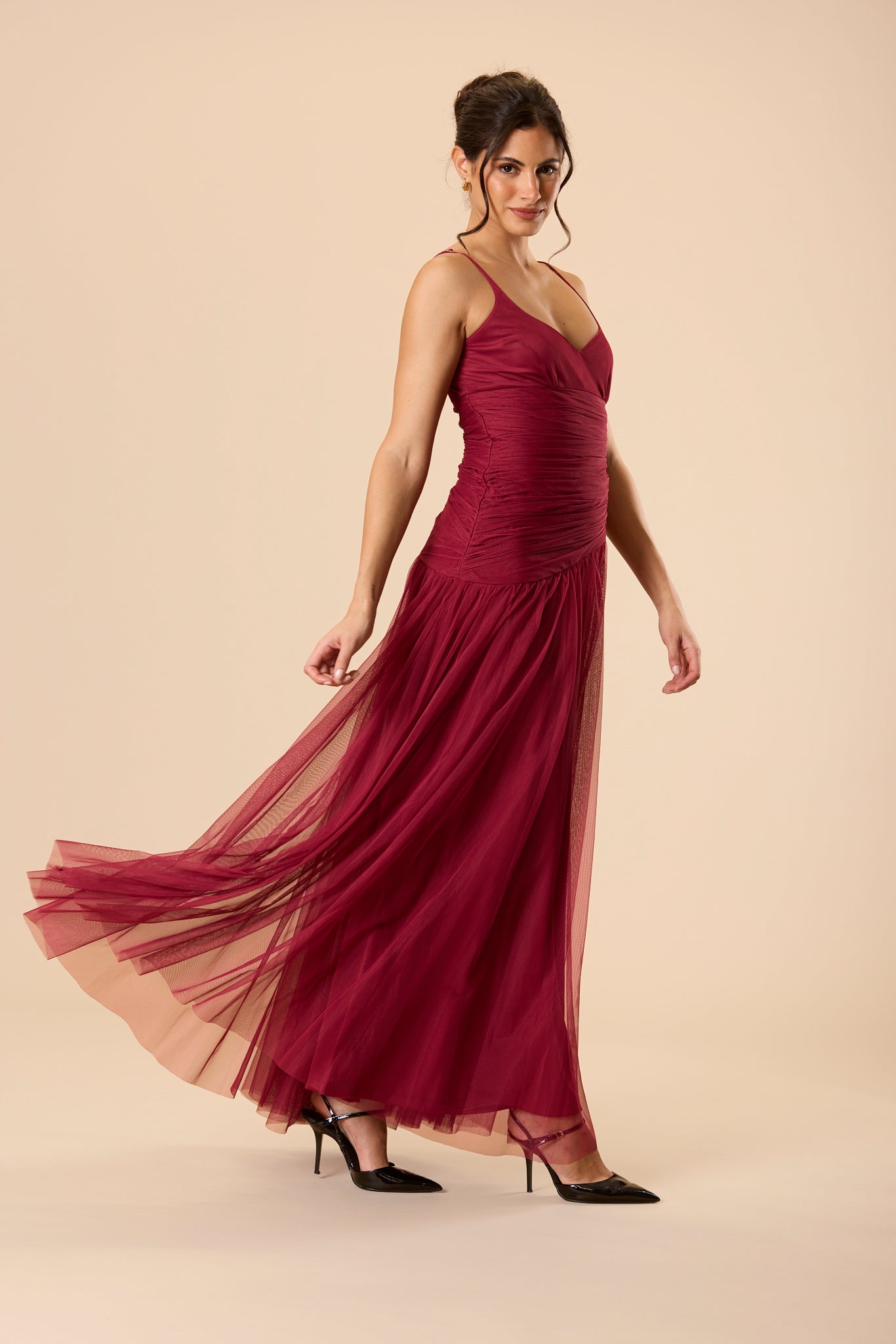 Hosanna Tulle Maxi Dress in Raspberry