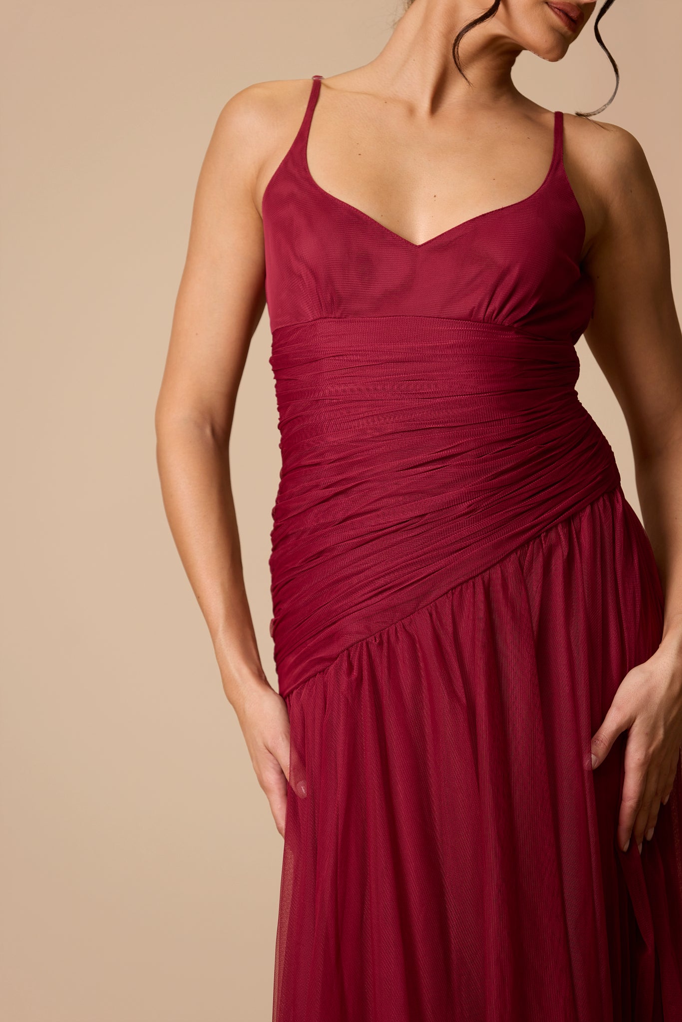 Hosanna Tulle Maxi Dress in Raspberry