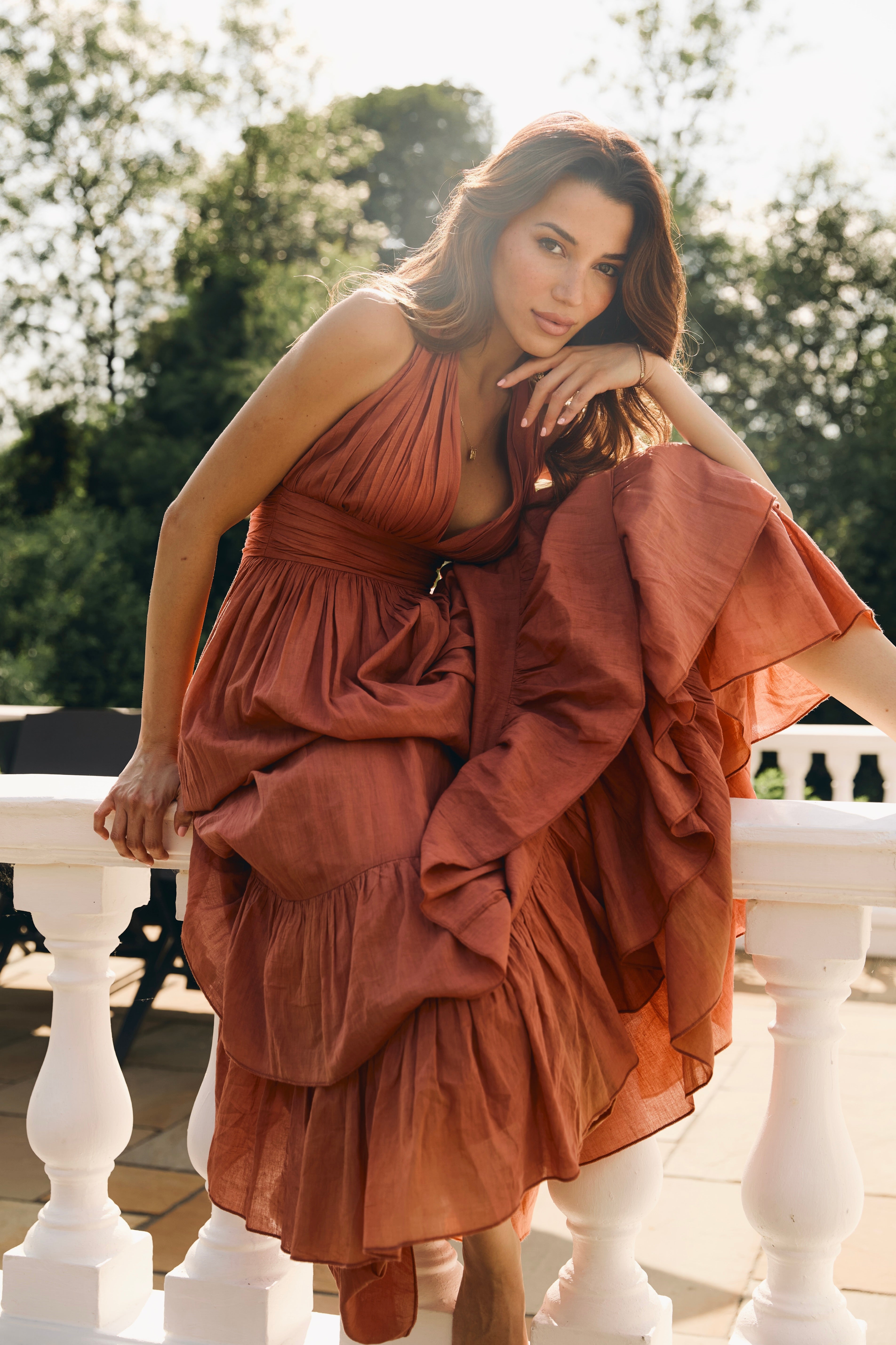 Selena Cotton Midaxi in Terracotta Rose