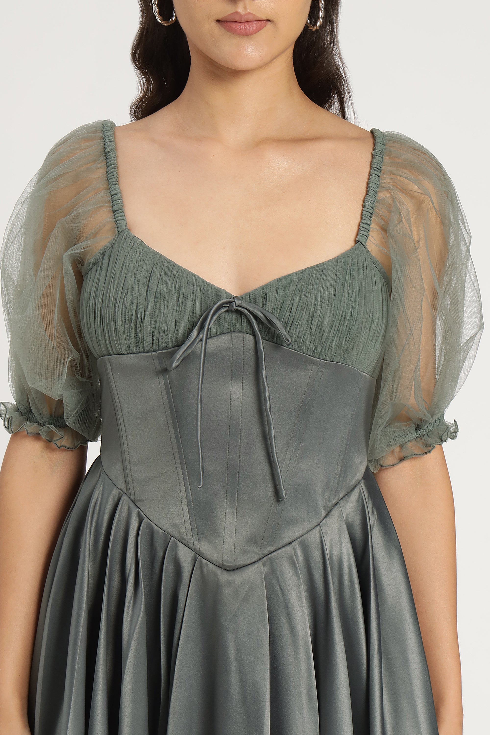 Keila Mini Dress in Green Grey