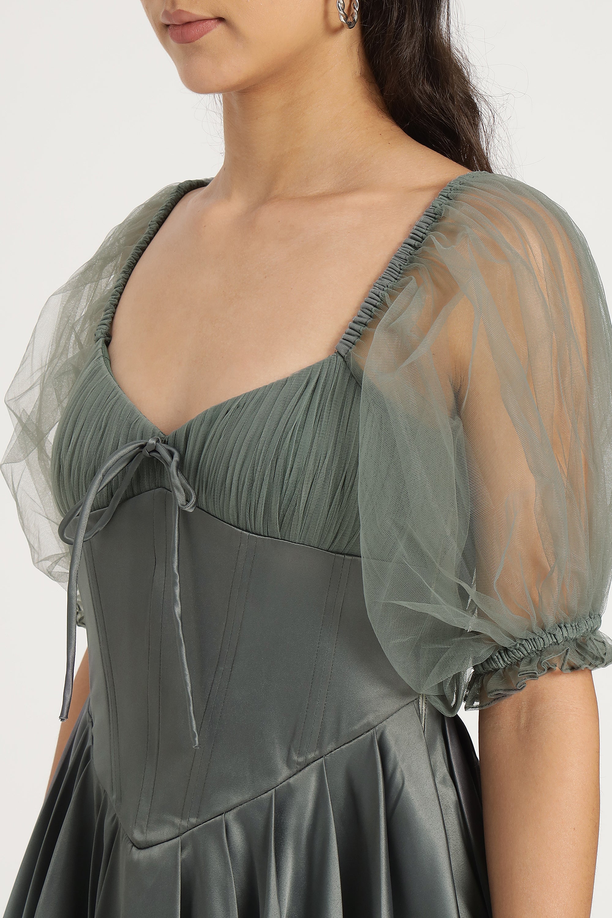 Keila Mini Dress in Green Grey