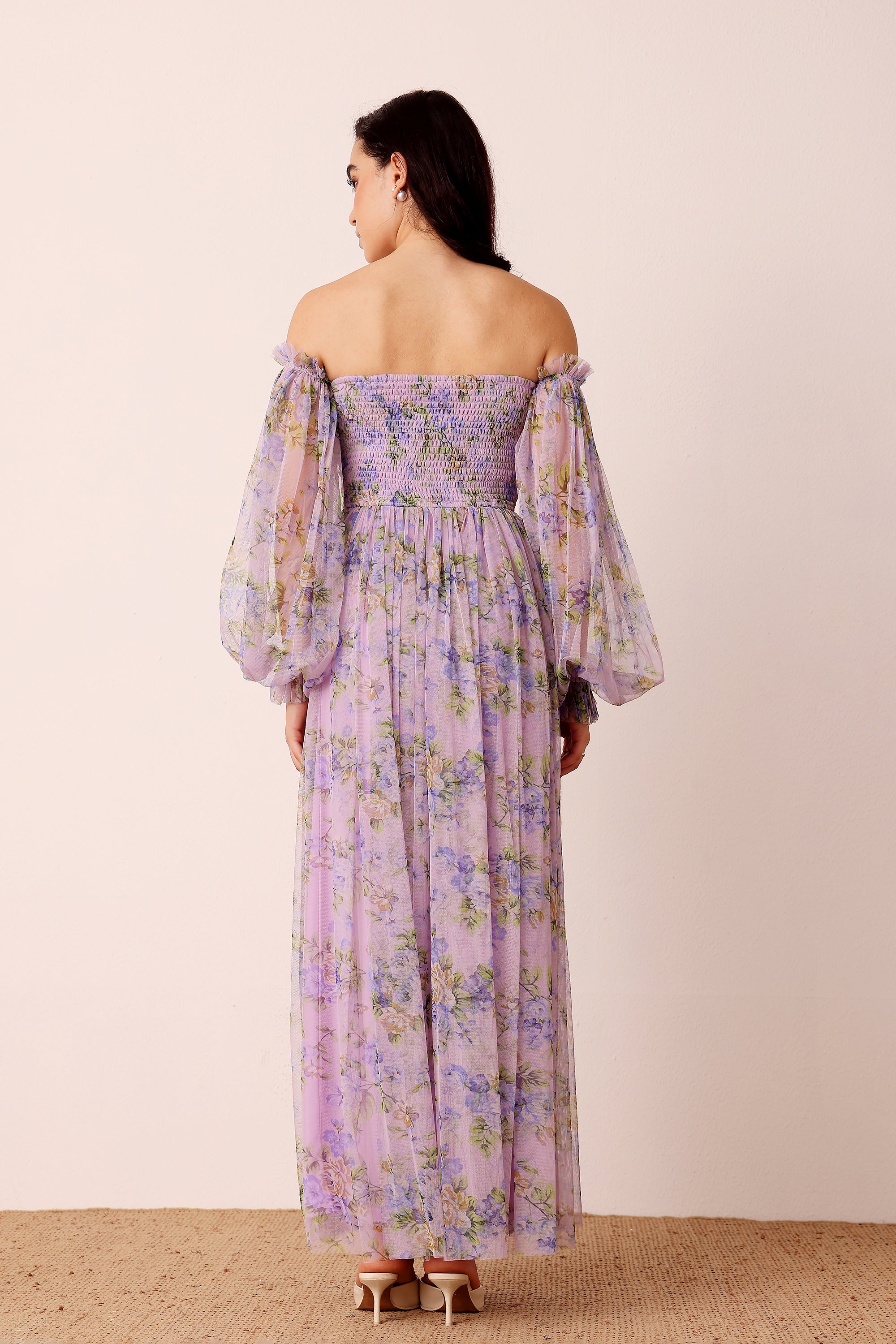 Lana Lilac Printed Tulle Dress