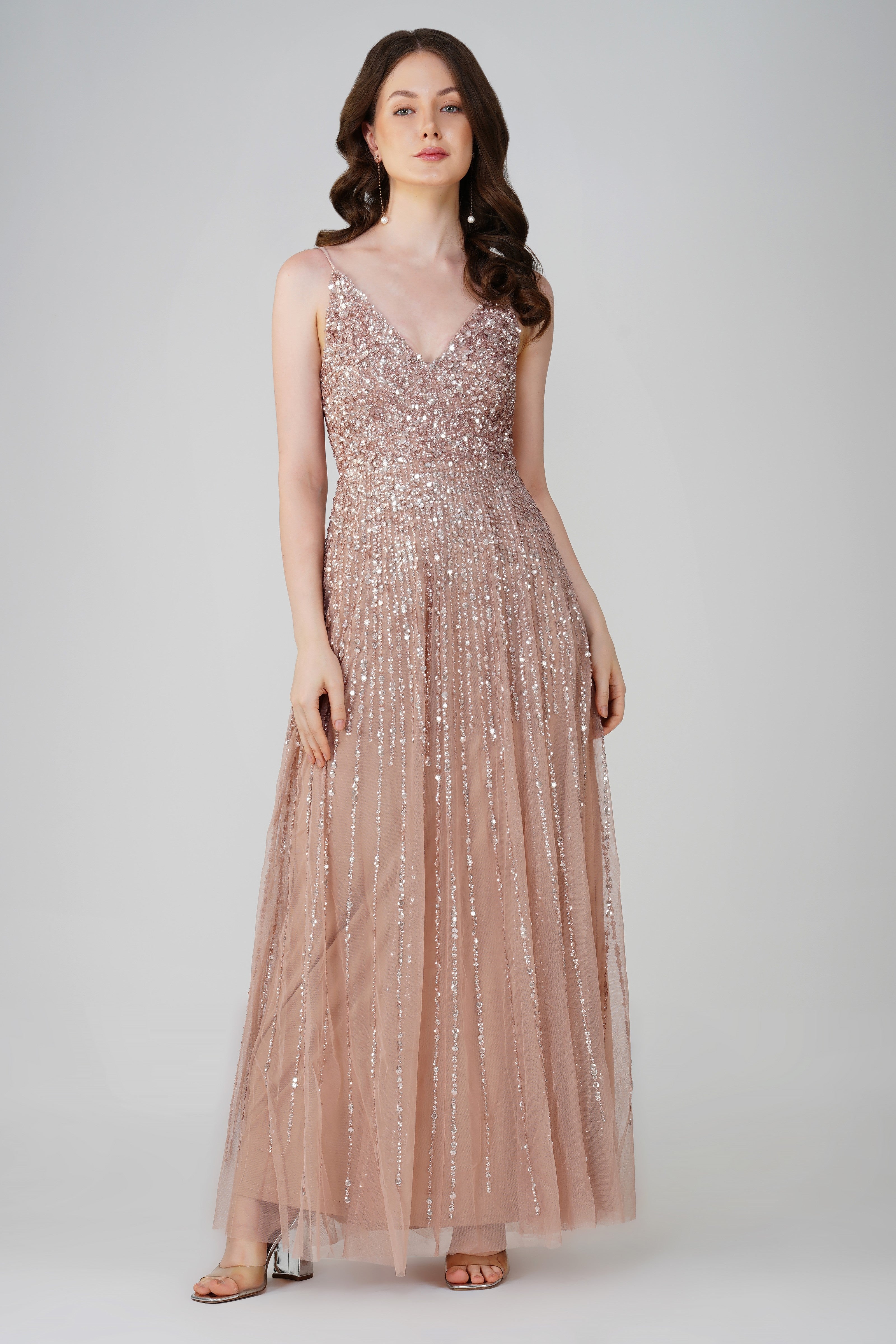 Legacy Embellished Maxi Dress in Mink Lace & Beads Legacy Embellished Maxi Dress in Mink Lace & Beads