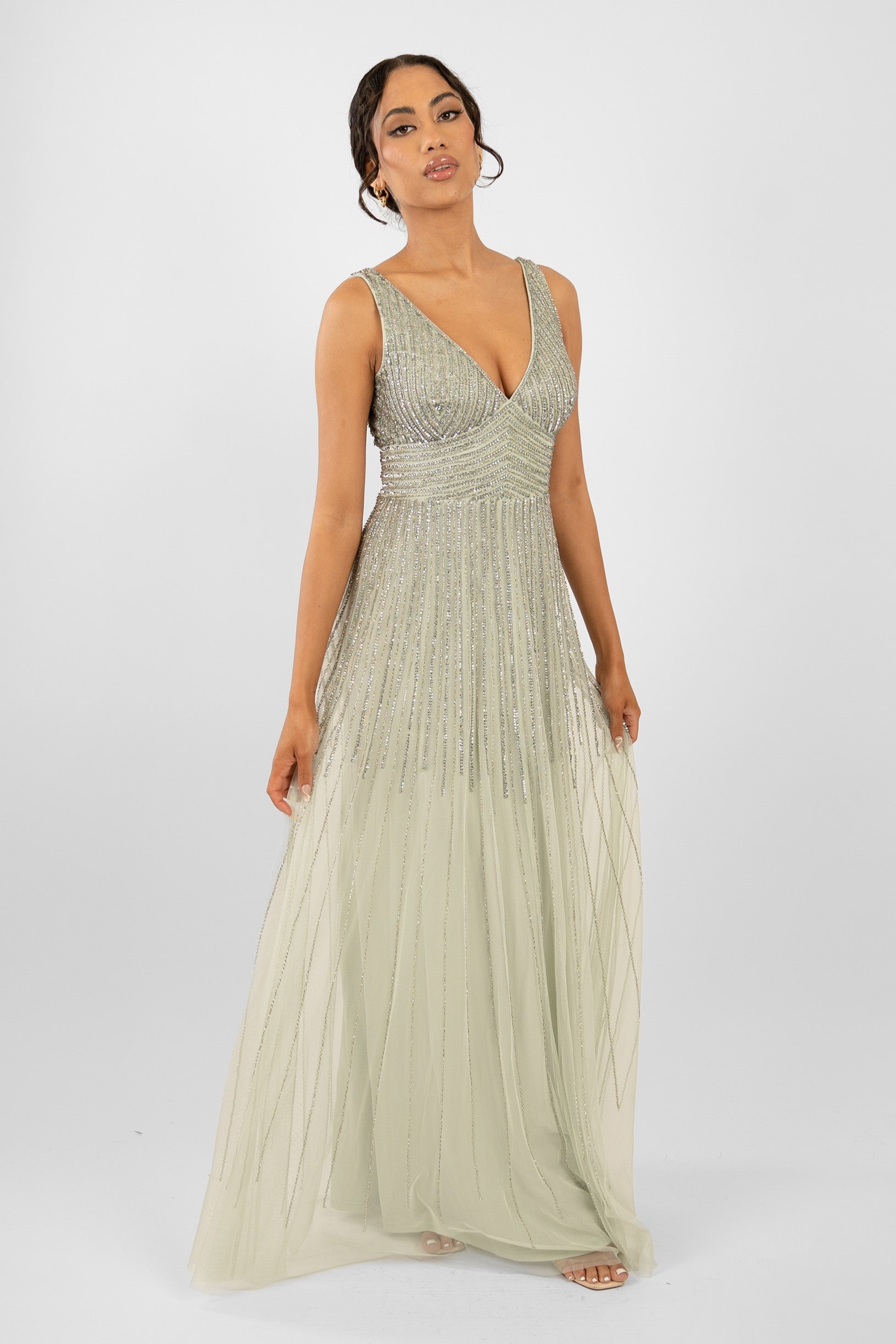 Bardot Sequin Maya Cut Out Back Sequin And Tulle Maxi Dress Lorelai Sage Green Embellished Maxi Dress Bardot Sequin Maya Cut Out Back Sequin And Tulle Maxi Dress Lorelai Sage Green Embellished Maxi Dress