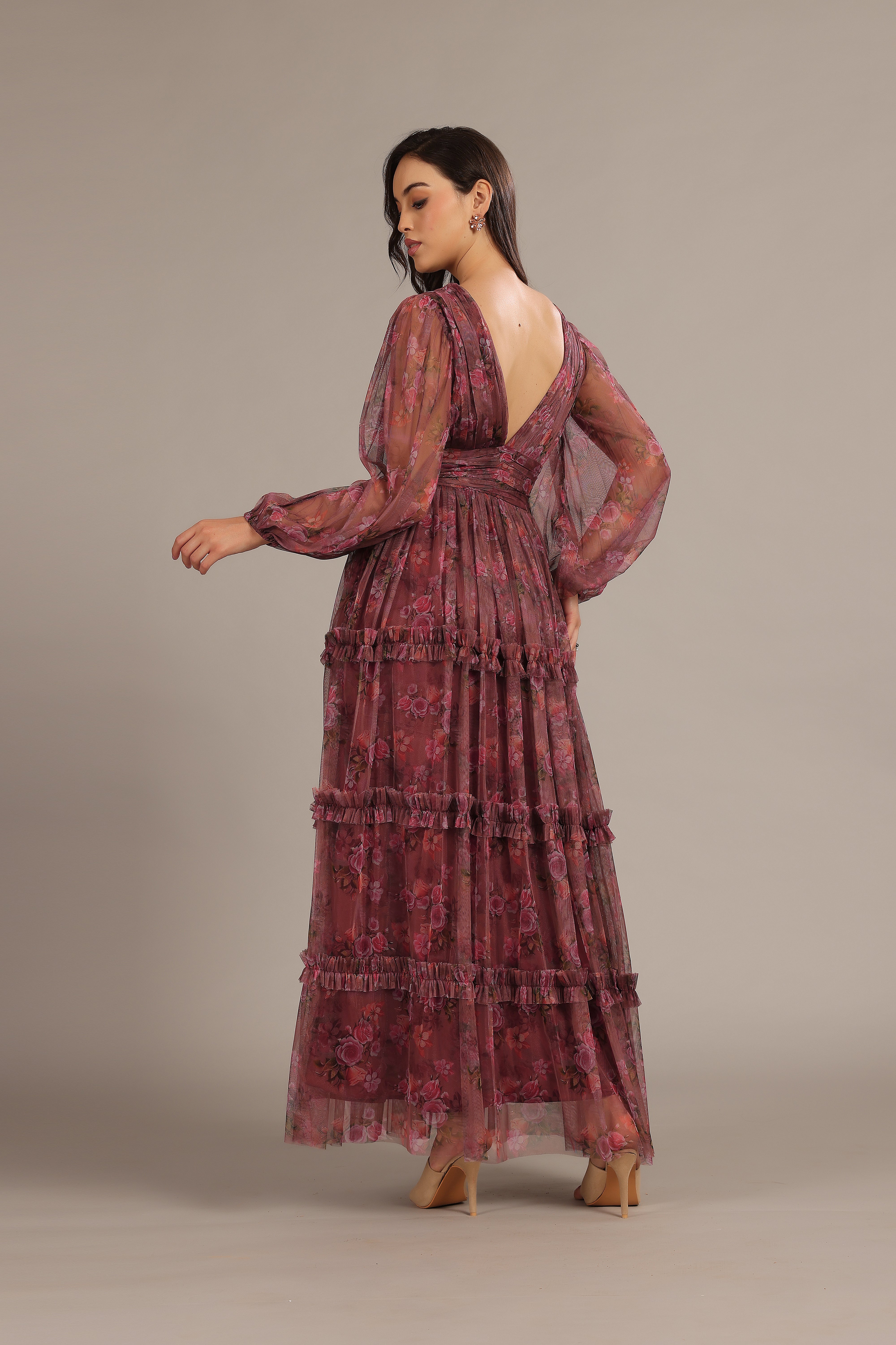 Lydia Maxi Dress in Purple Floral