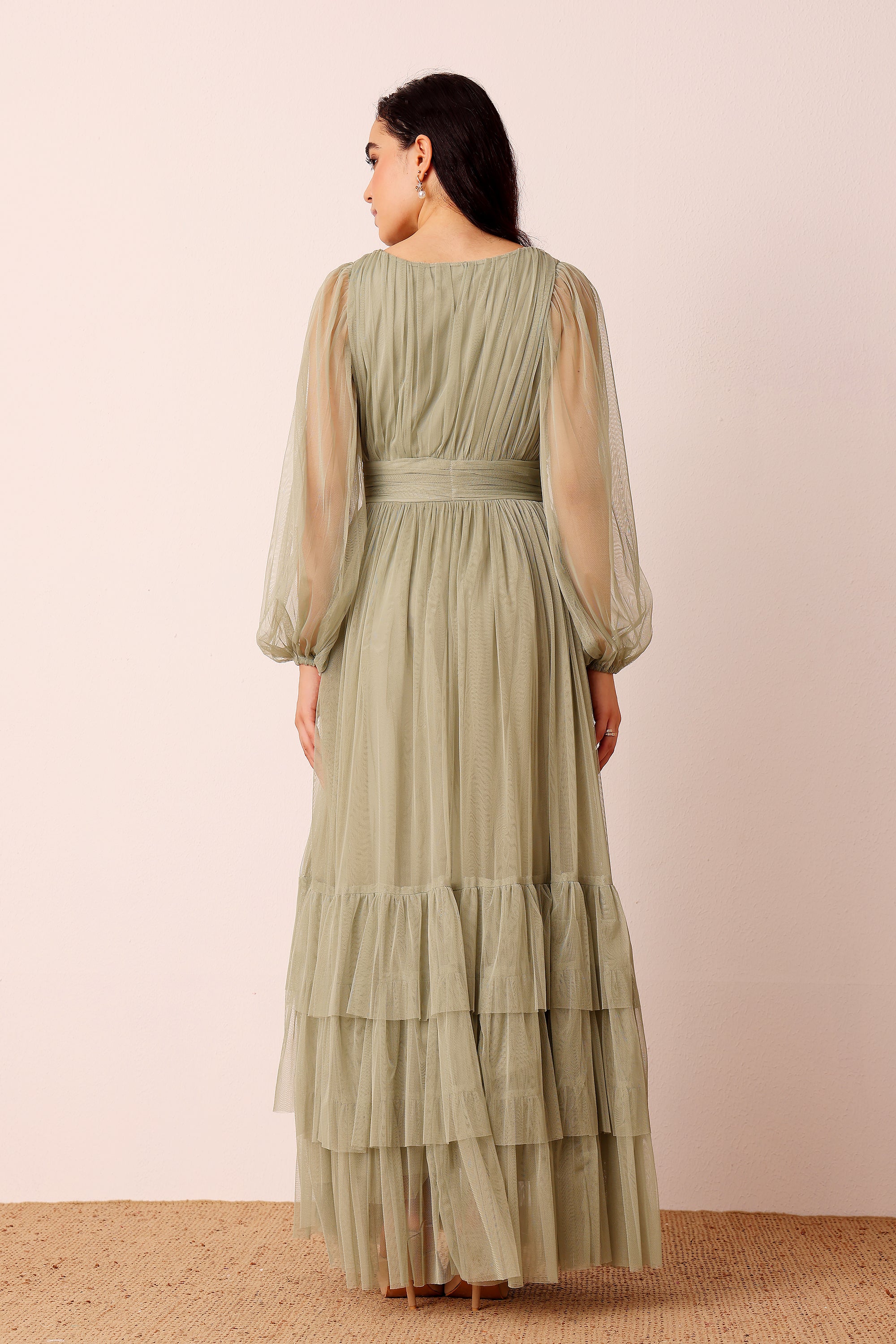 Madison Long Sleeve Wrap Maxi Dress in Dusty Sage