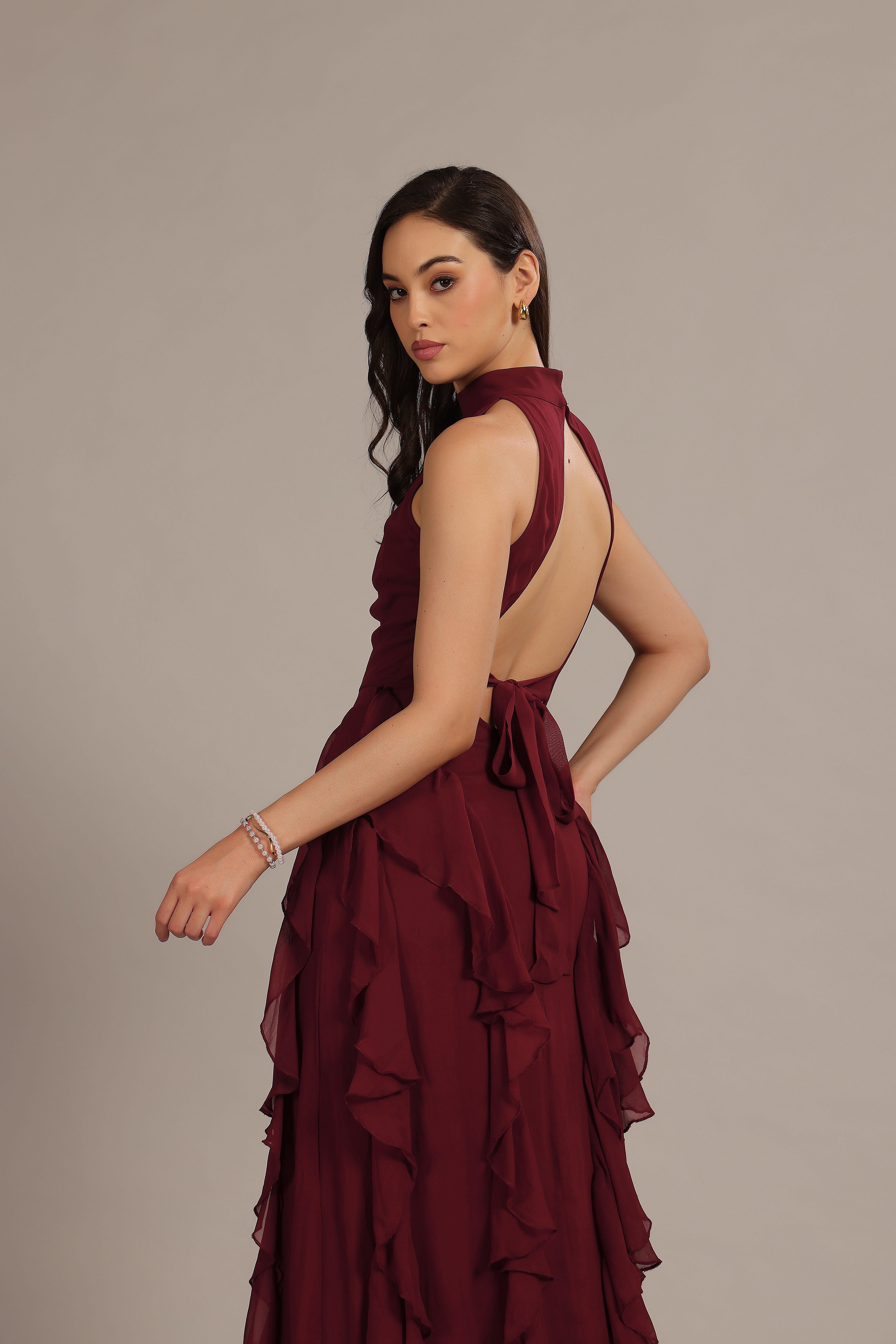 Malinina Maxi Dress in Burgundy
