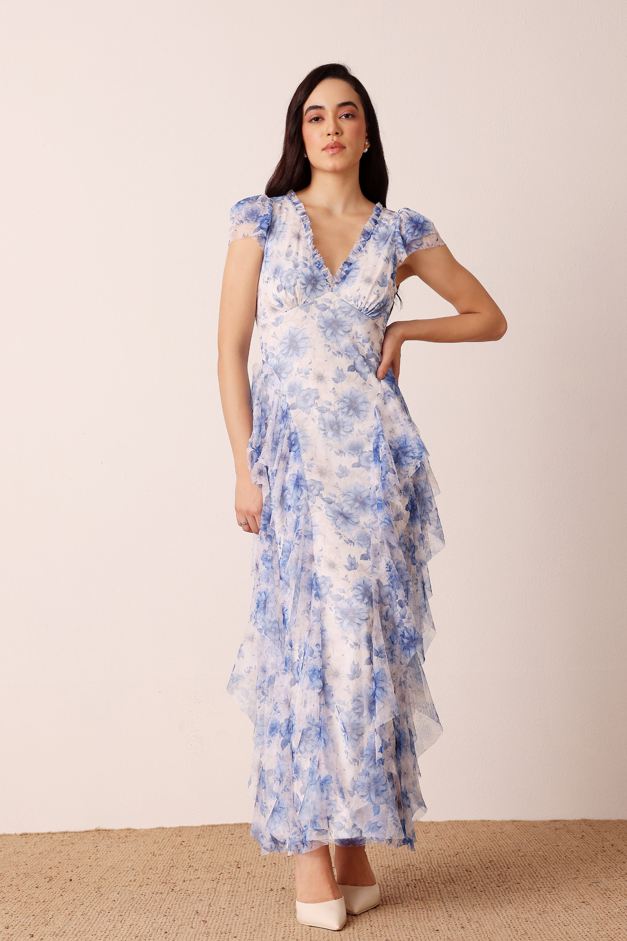 Melody Maxi Dress in Blue Floral
