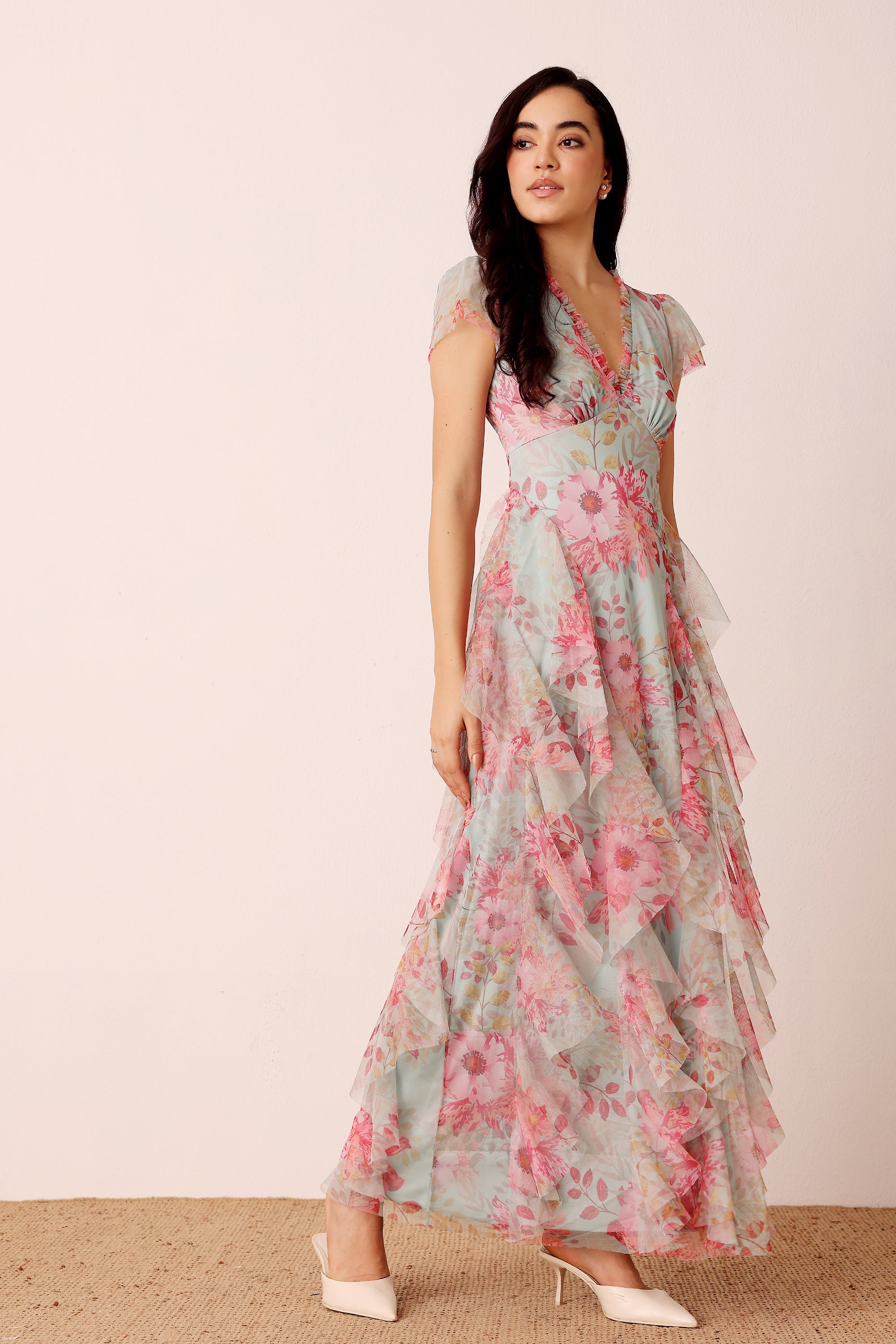 Melody Maxi Dress in Mint Floral