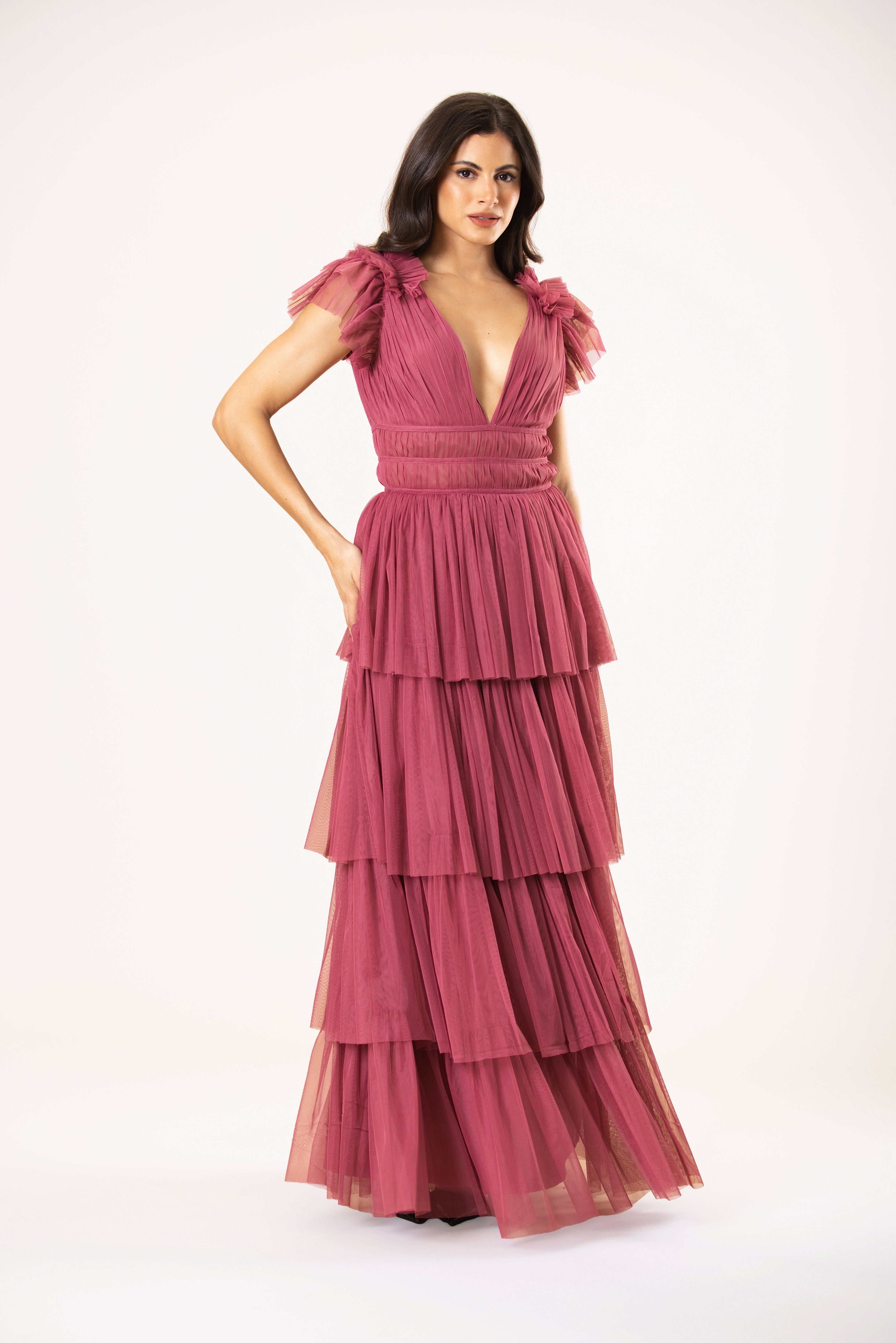Naomi Tulle Maxi Dress in Orchid