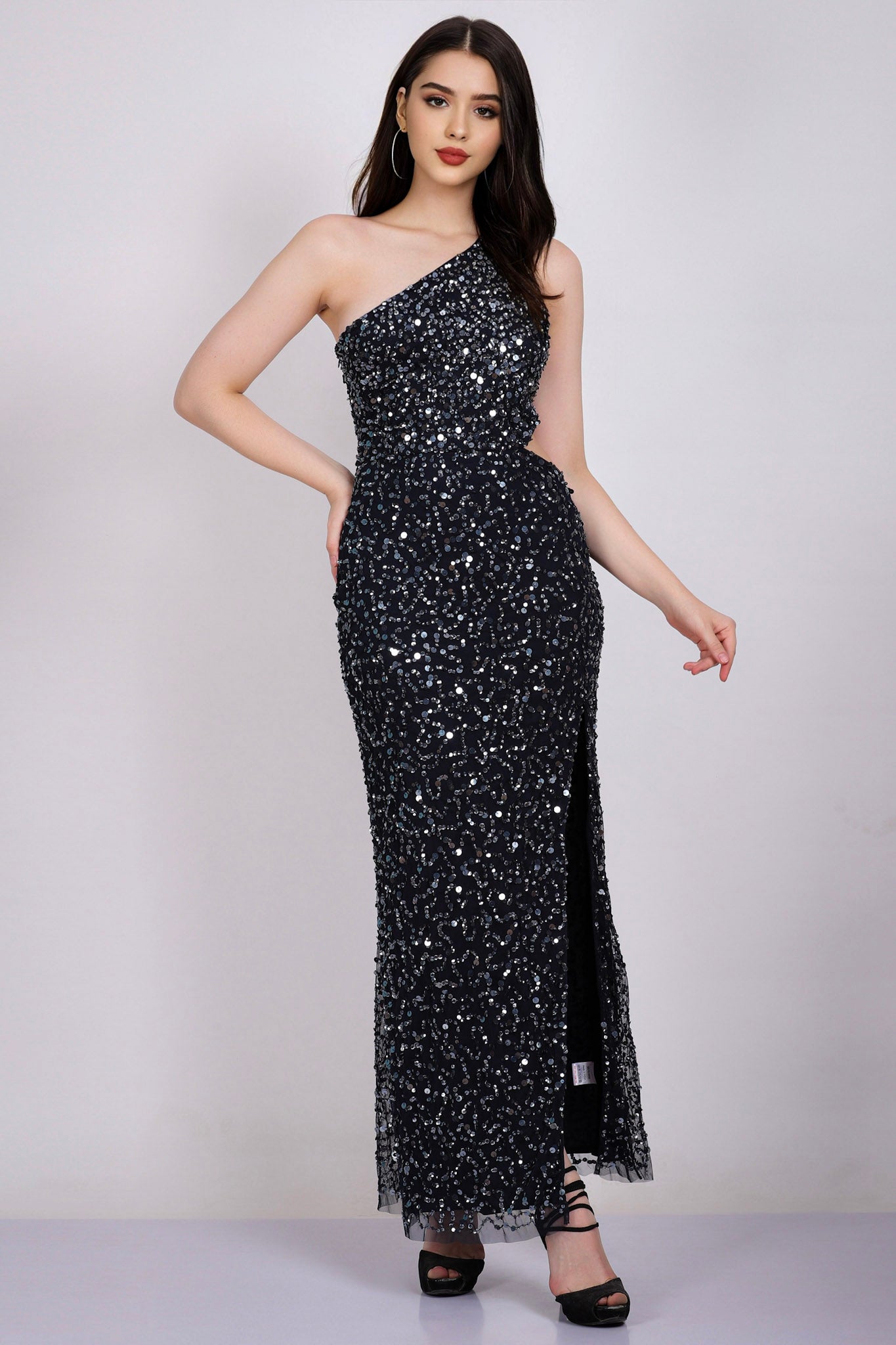 Naeve One Shoulder Sequin Dress in Navy Blue Naeve One Shoulder Sequin Dress in Navy Blue