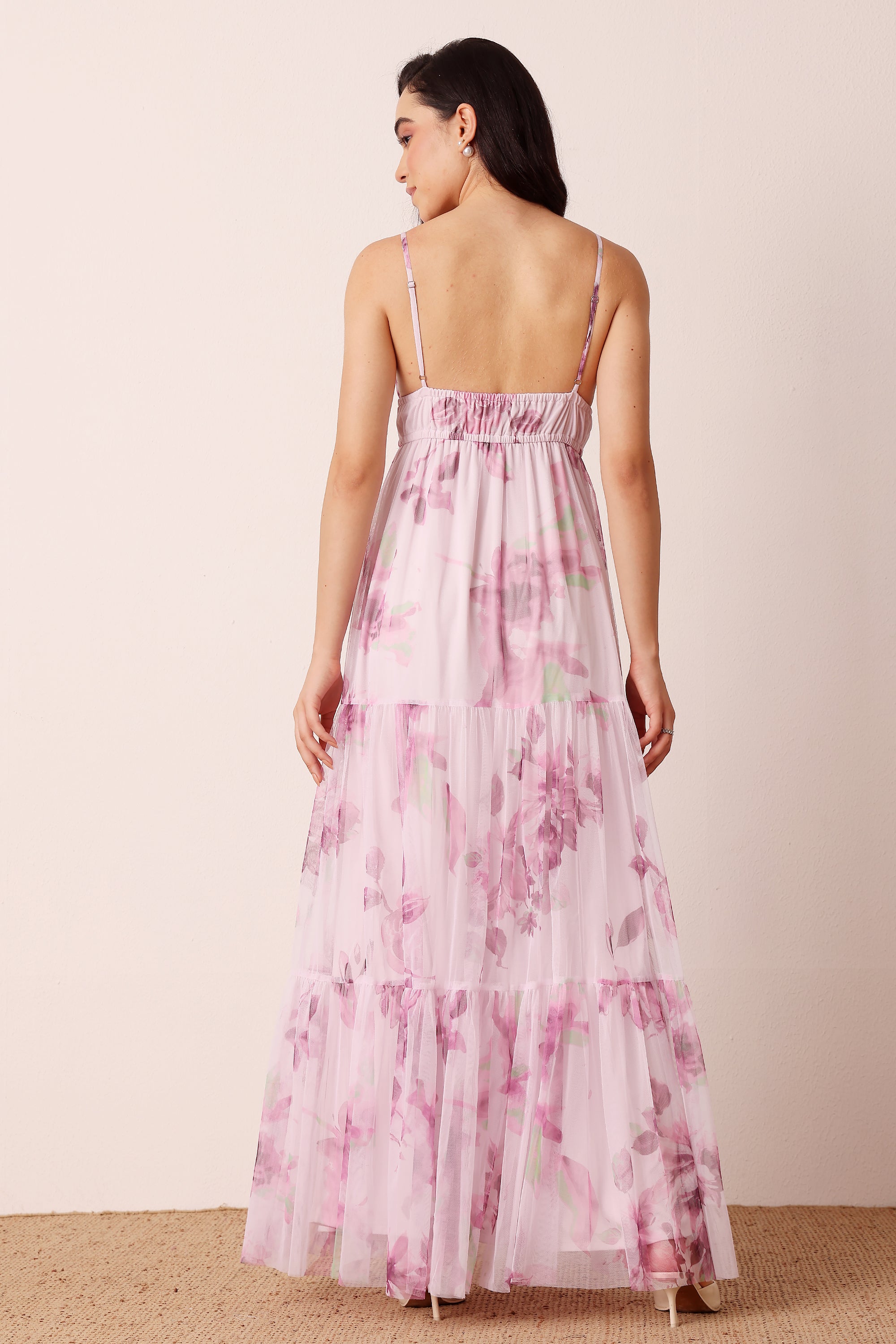 Nemy Maxi Dress in Purple Floral
