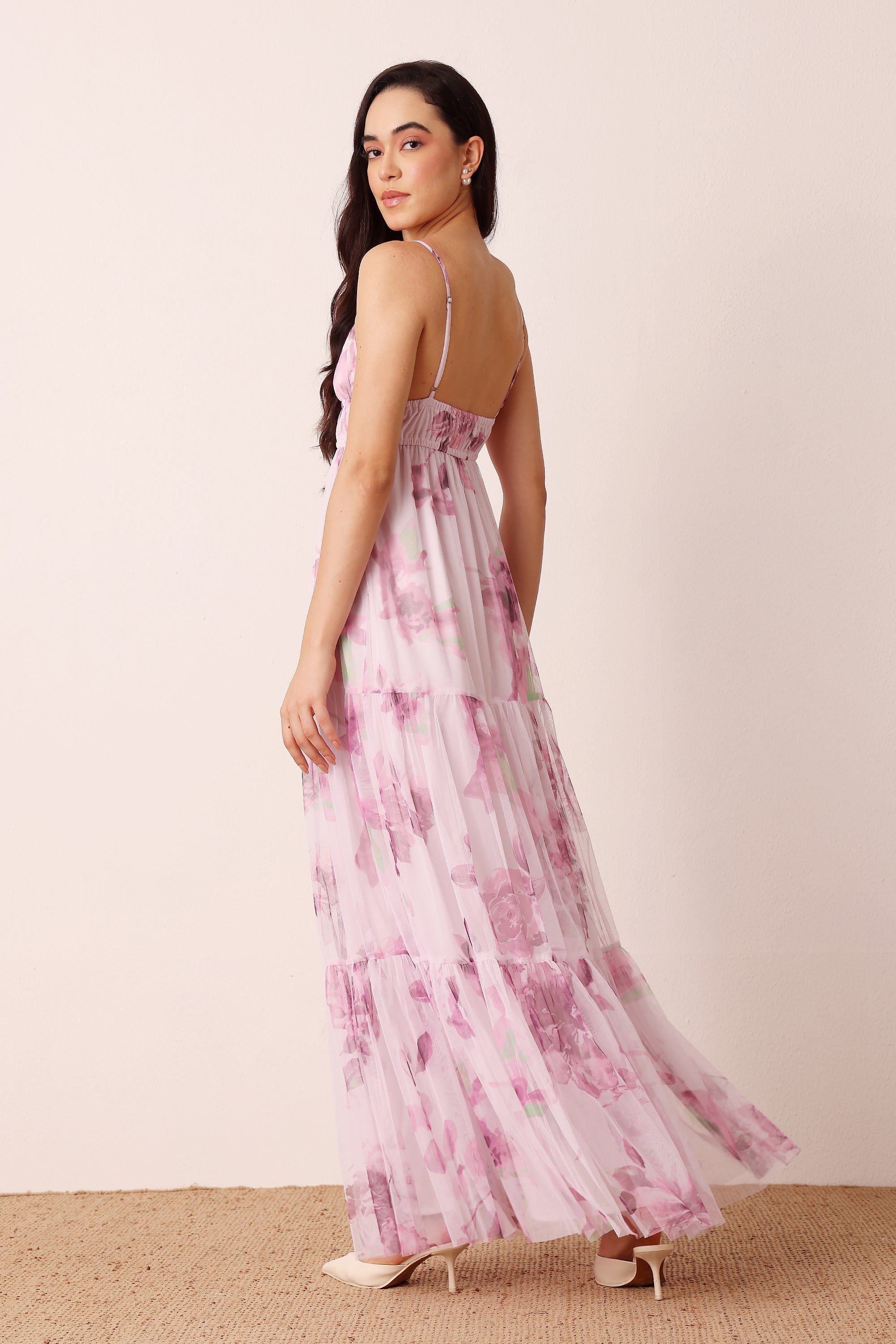 Nemy Maxi Dress in Purple Floral