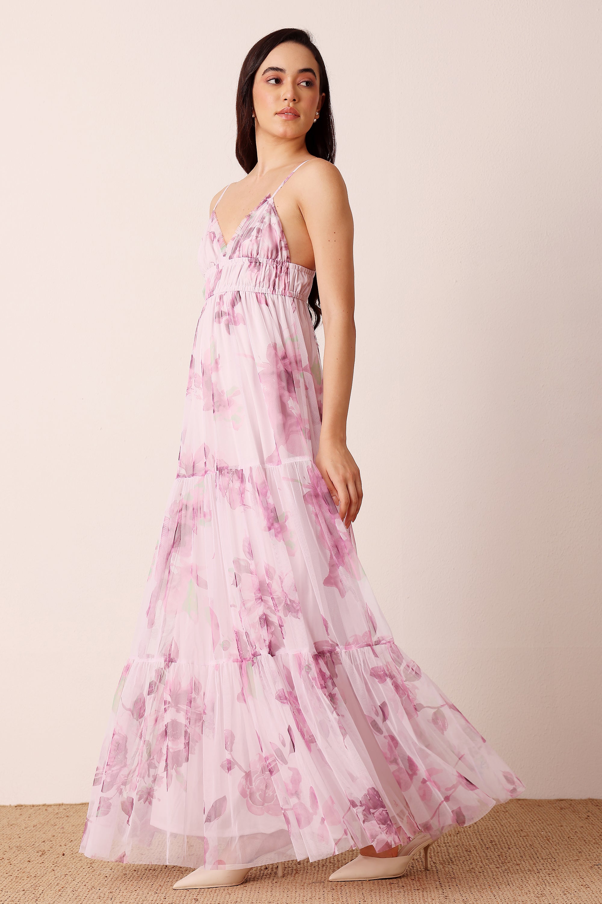 Nemy Maxi Dress in Purple Floral