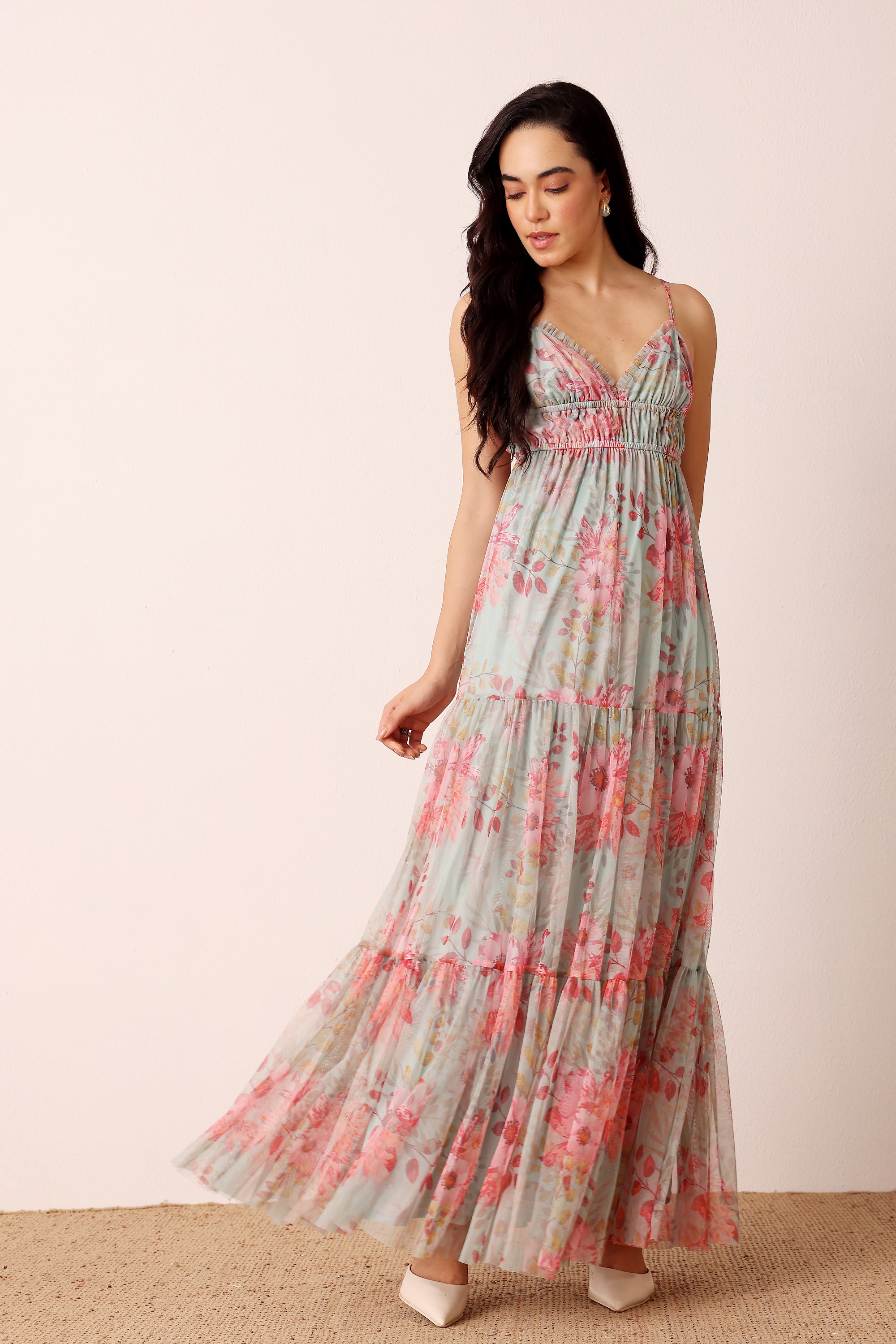 Nemy Maxi Dress in Mint Floral