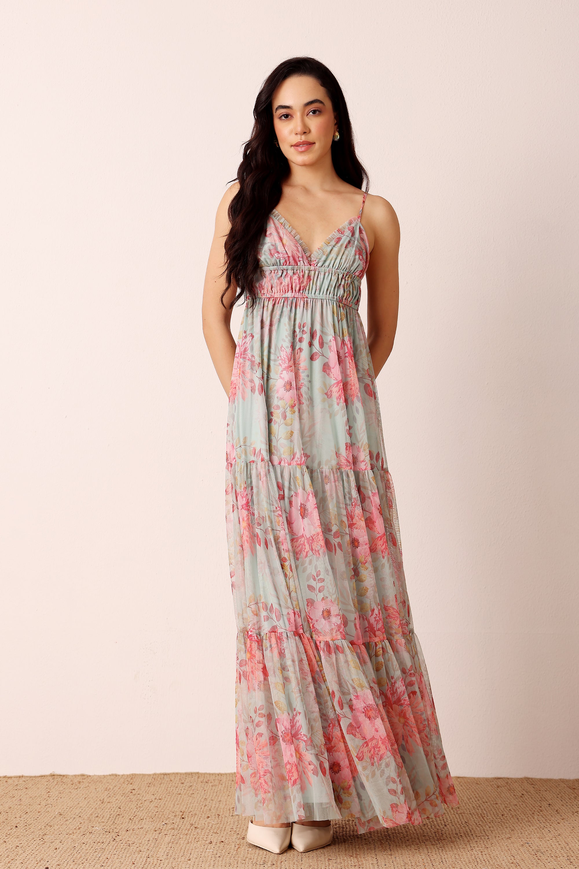 Nemy Maxi Dress in Mint Floral
