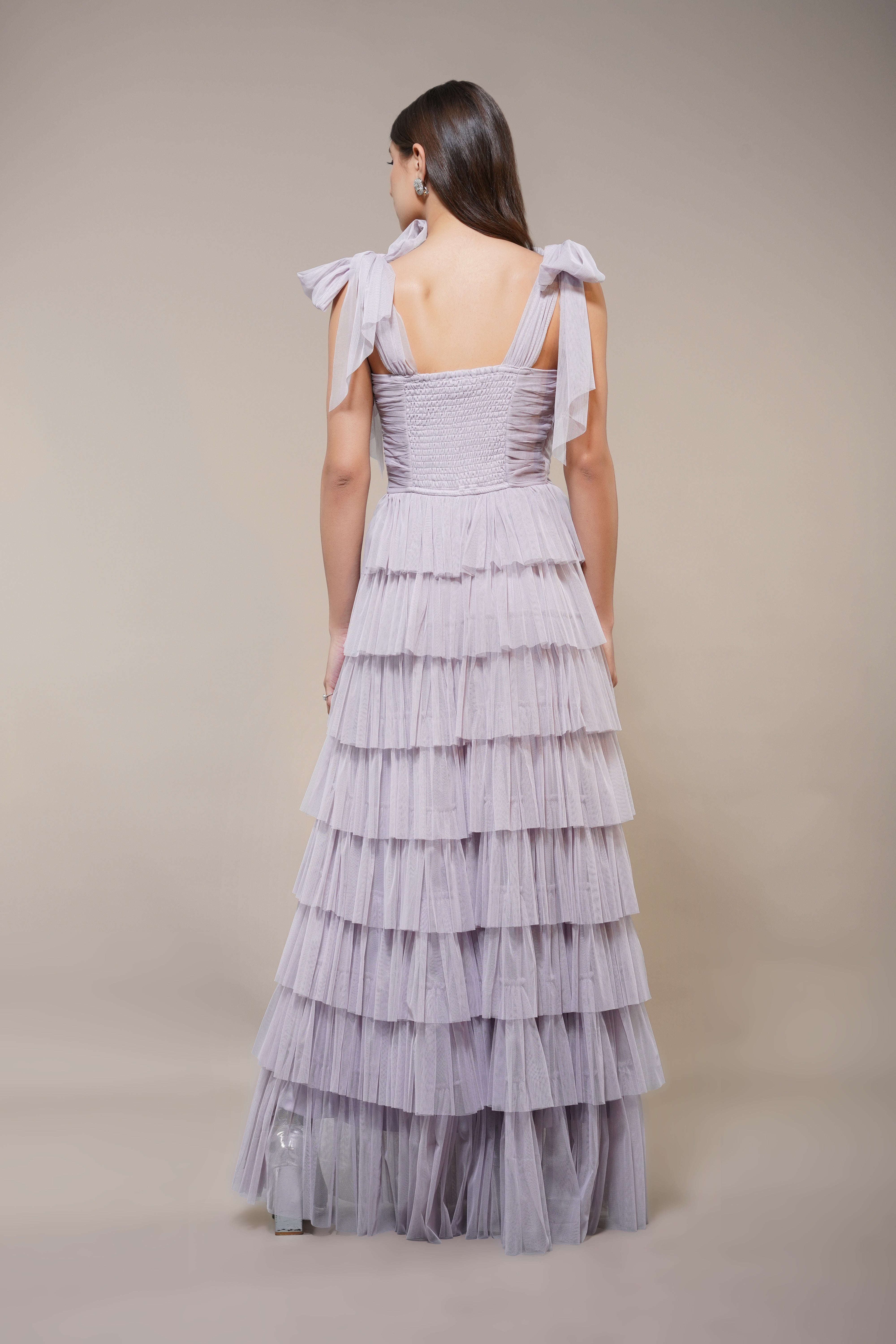 Ophelia Lilac Maxi Dress with Tie Detail