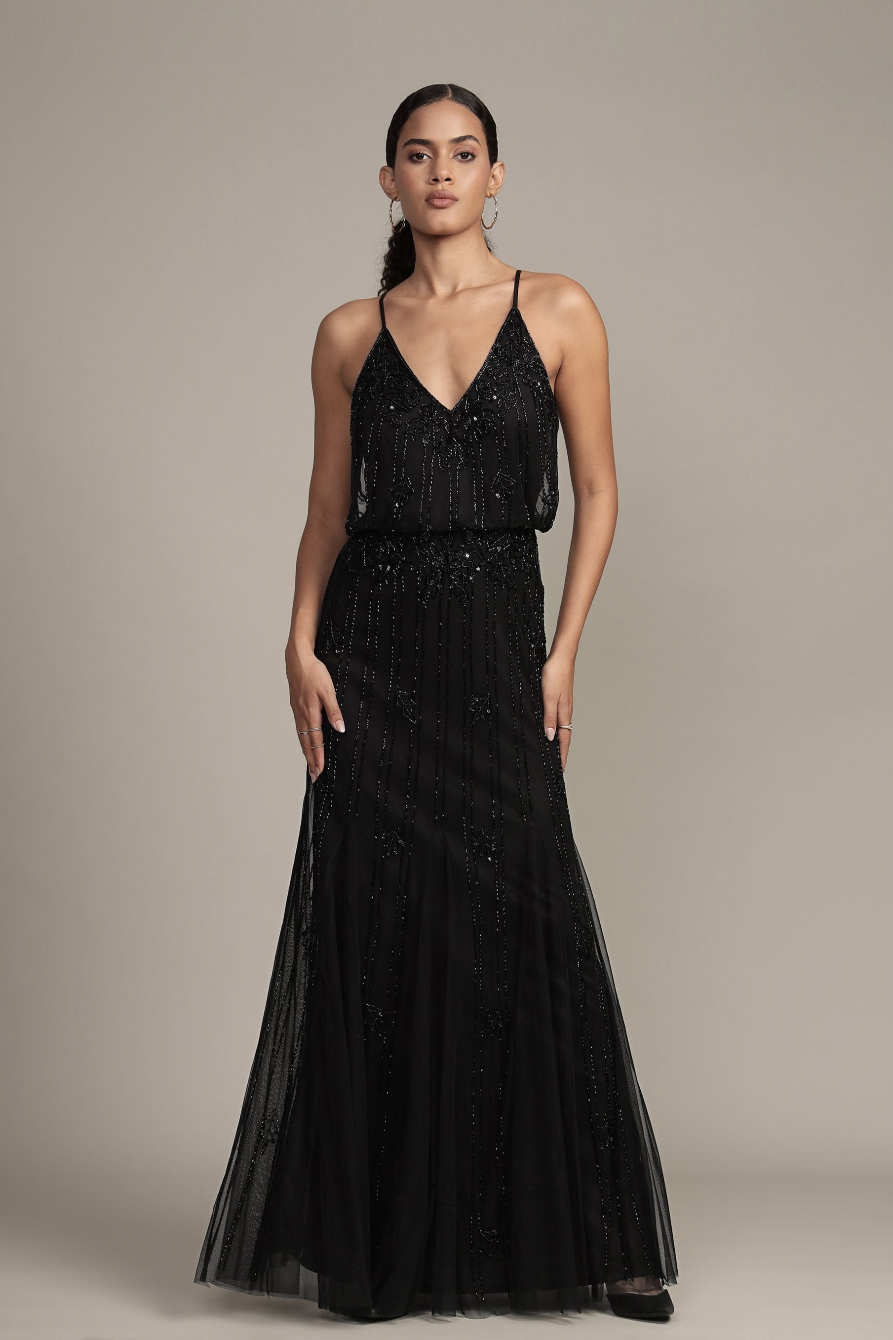 Keeva Black Beaded Maxi Dress Lace & Beads Keeva Black Beaded Maxi Dress Lace & Beads