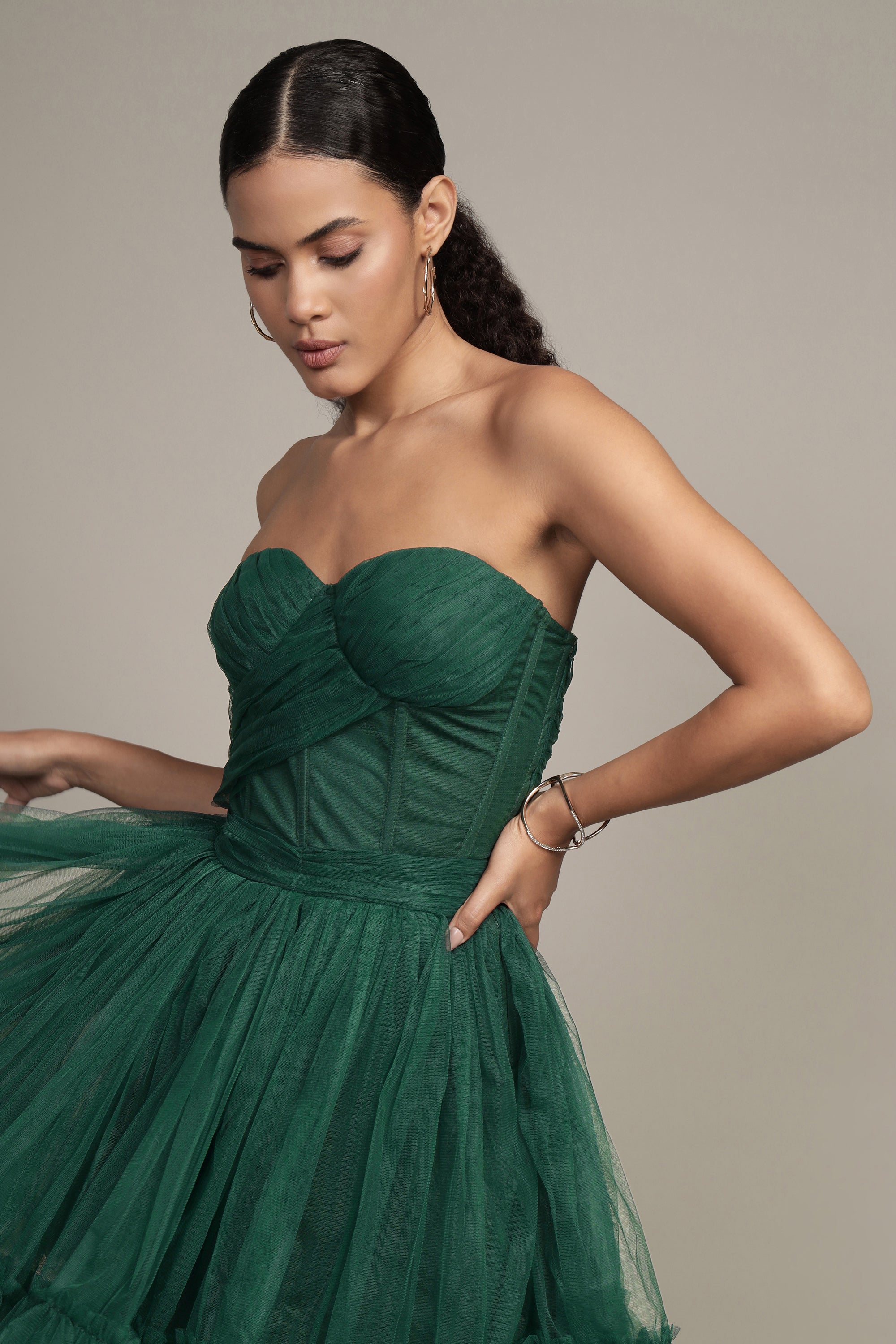 Lauren Green Tulle Mini Dress