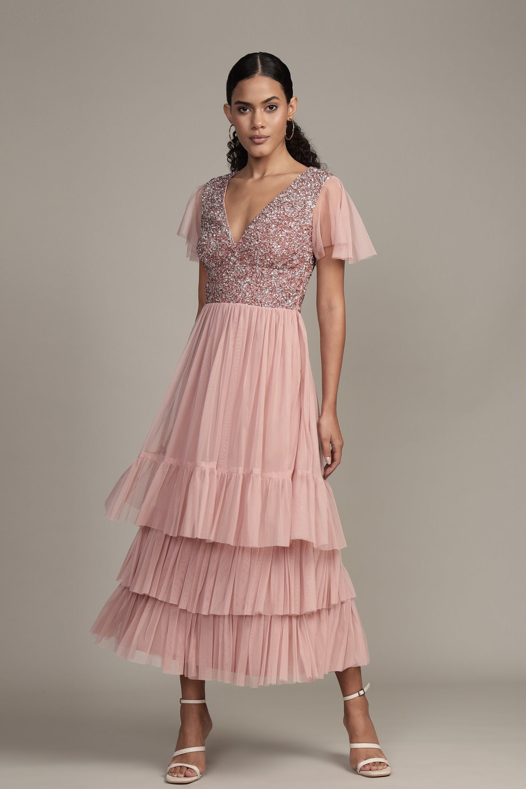 Maddie Embellished Midi in Dusty Pink Maddie Embellished Midi in Dusty Pink
