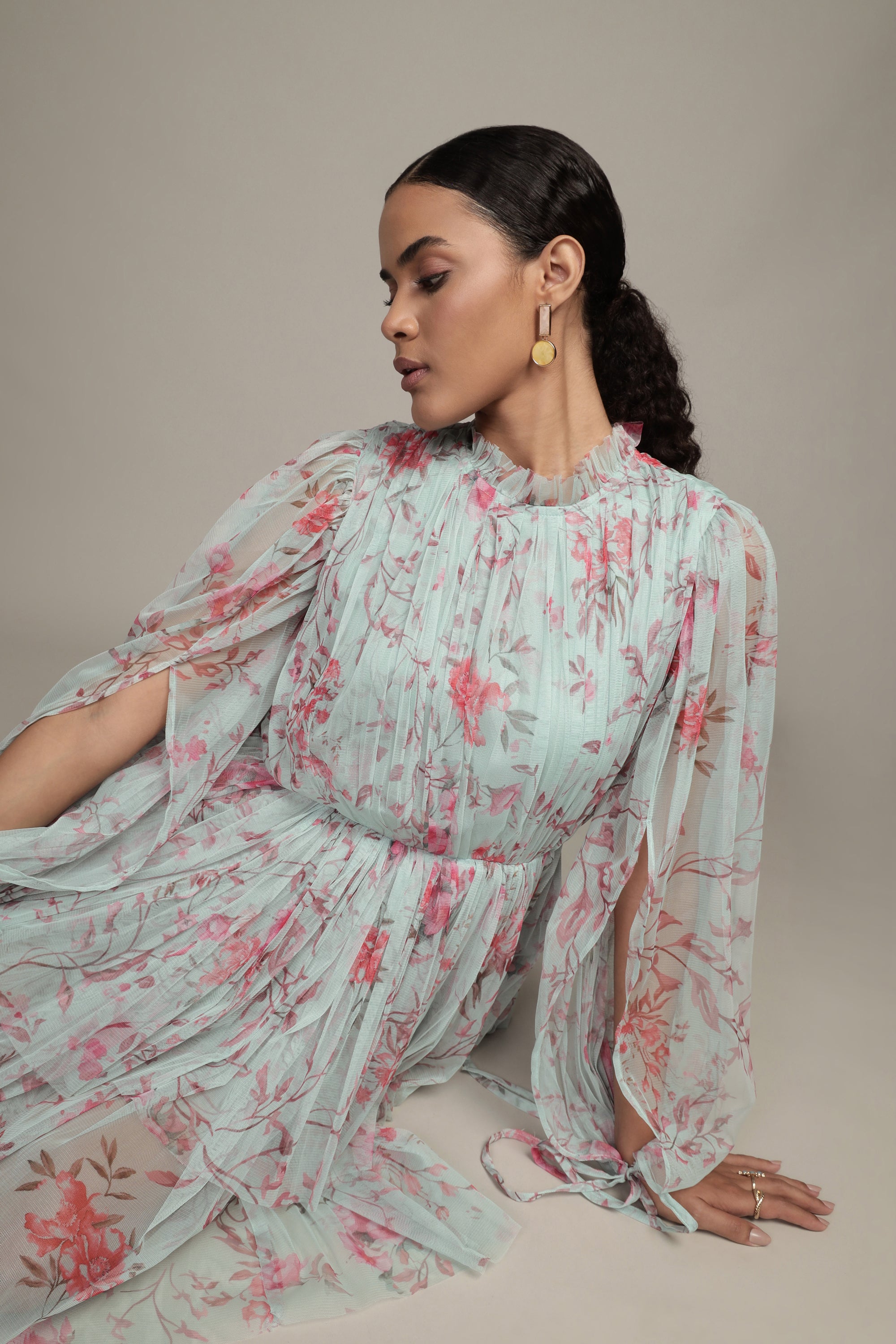 Randee Mini Dress in Sage Print