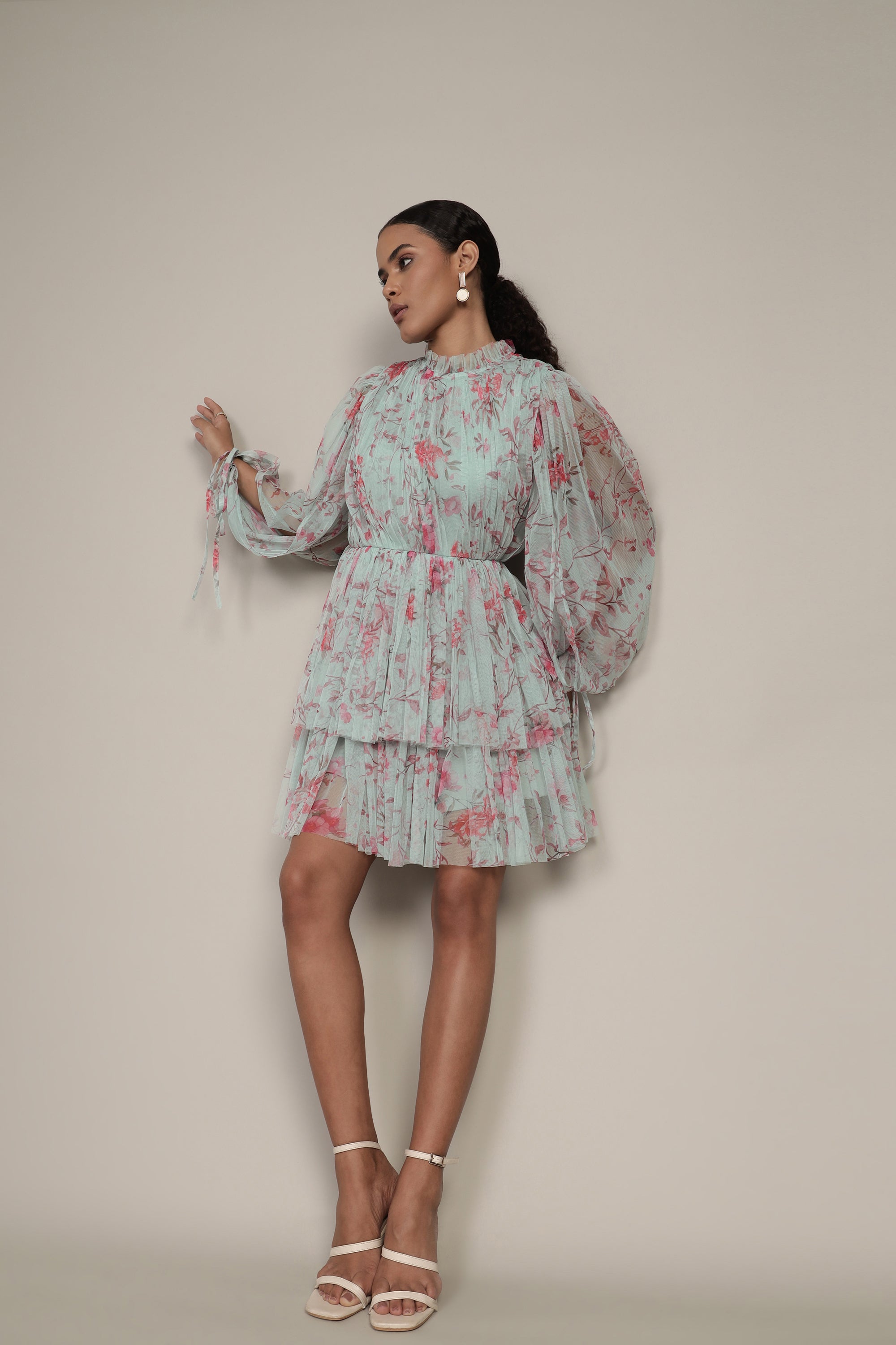 Randee Mini Dress in Sage Print