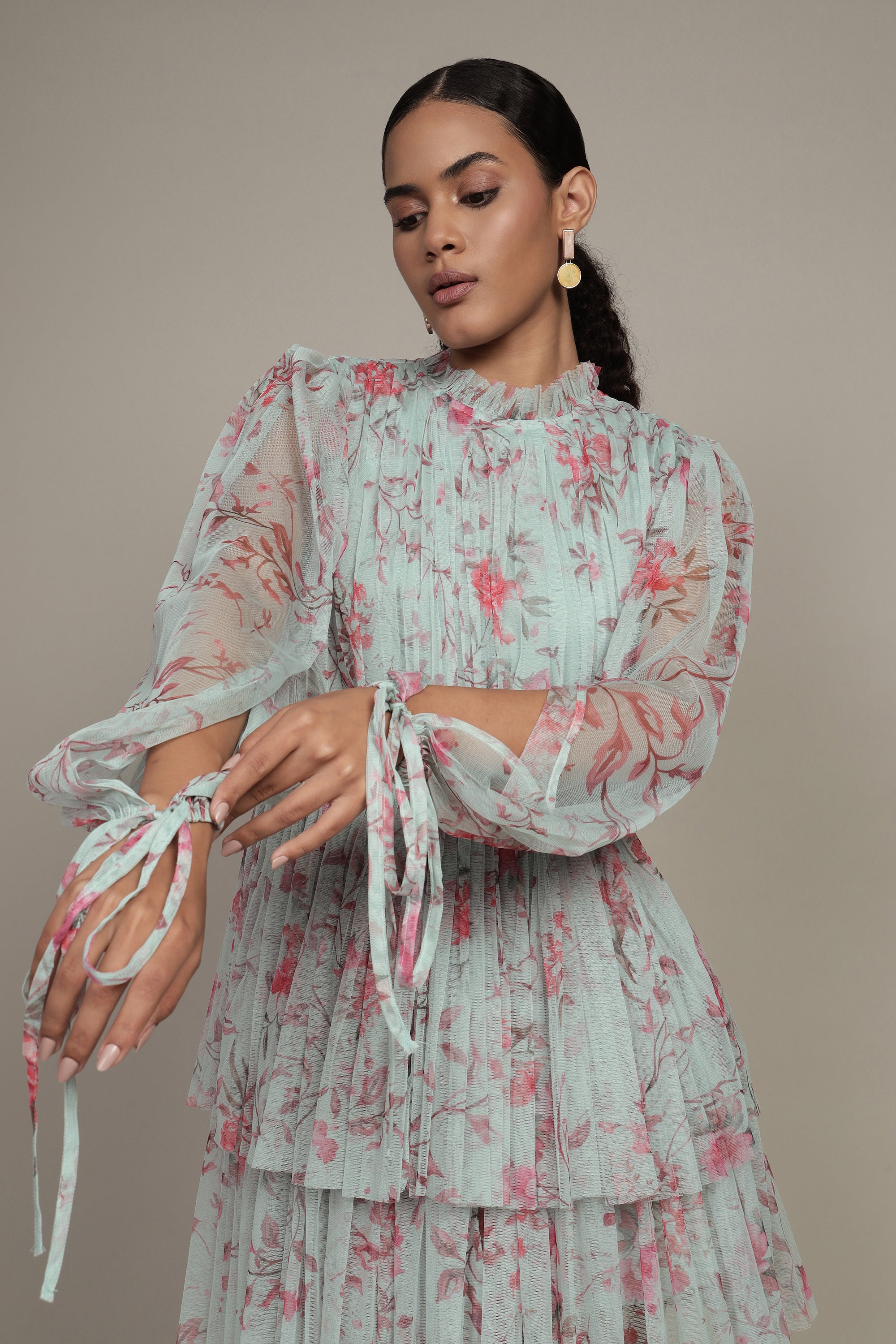 Randee Mini Dress in Sage Print