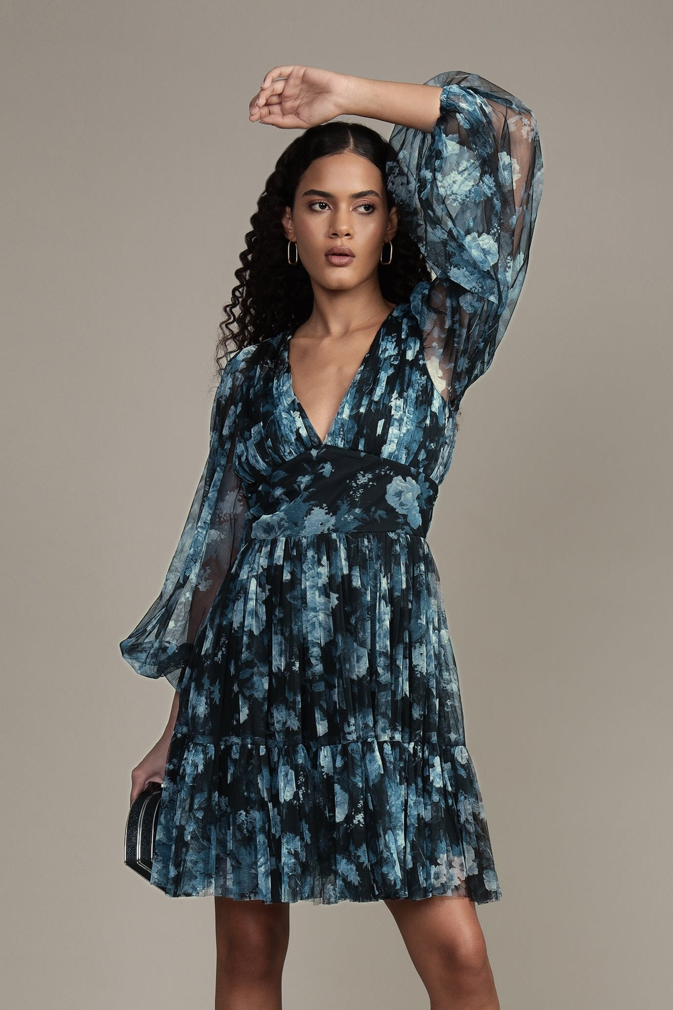 Rome Blue Floral Tulle Mini Dress Rome Blue Floral Tulle Mini Dress