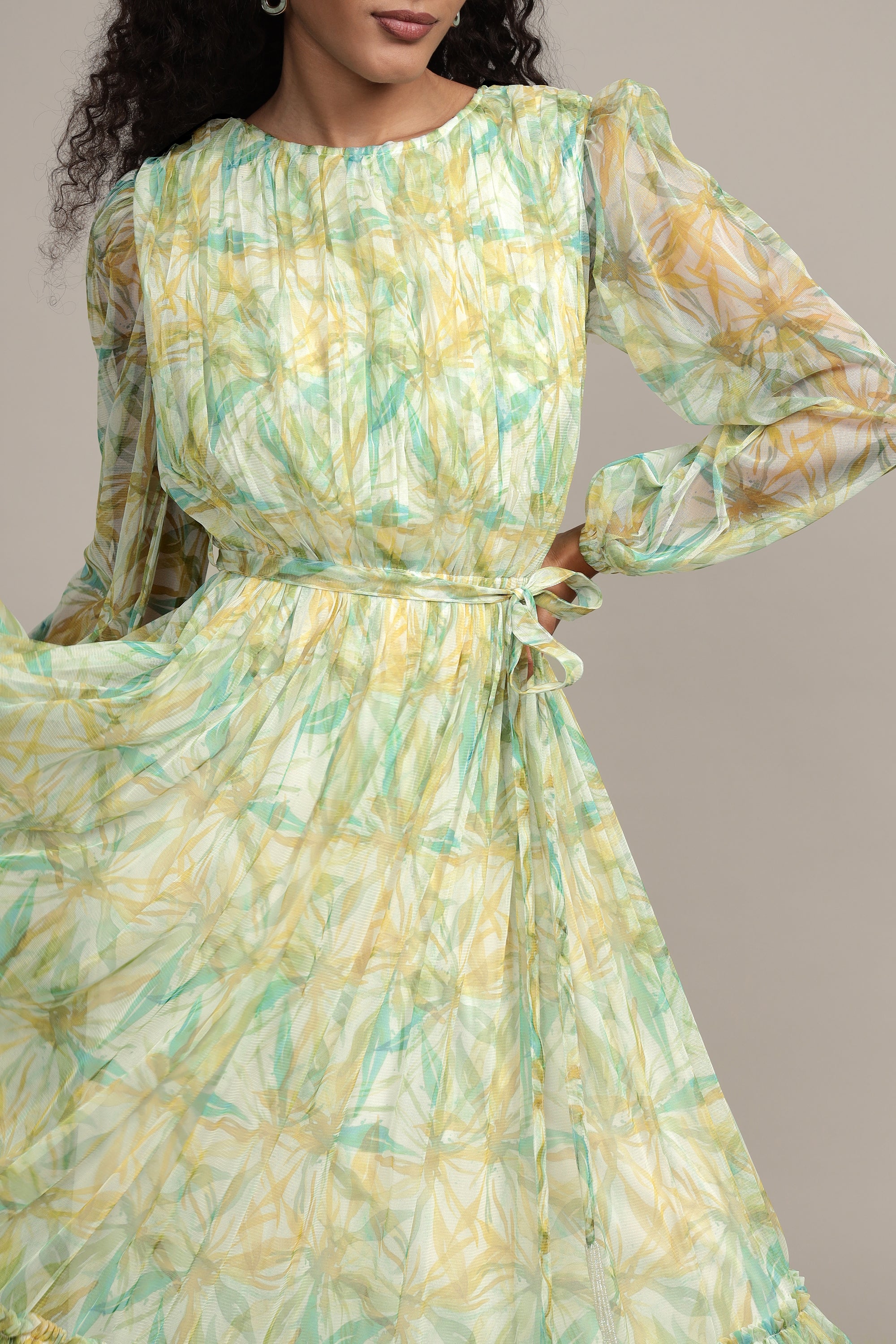Rebecca Maxi Dress in Green Floral