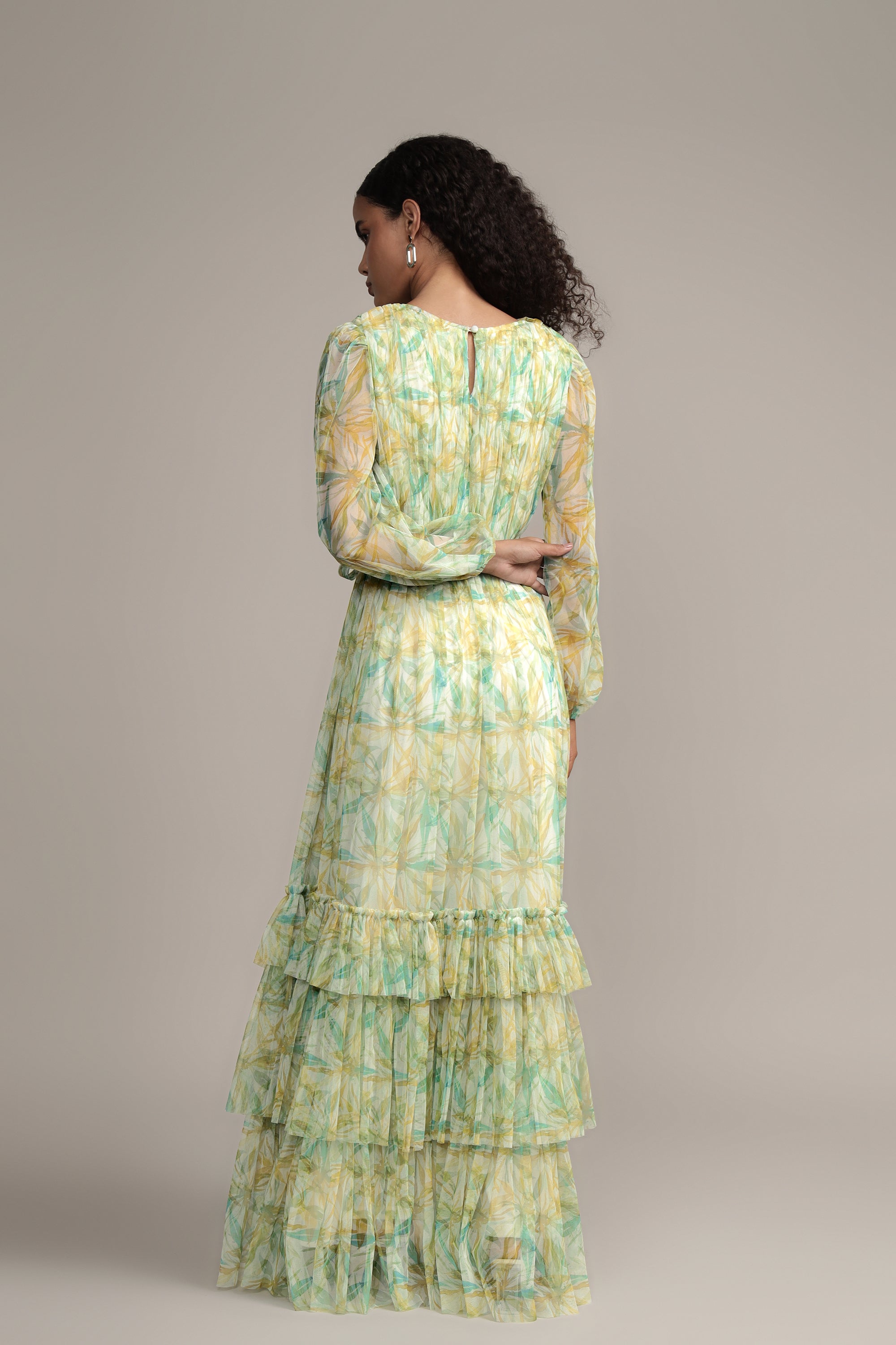 Rebecca Maxi Dress in Green Floral