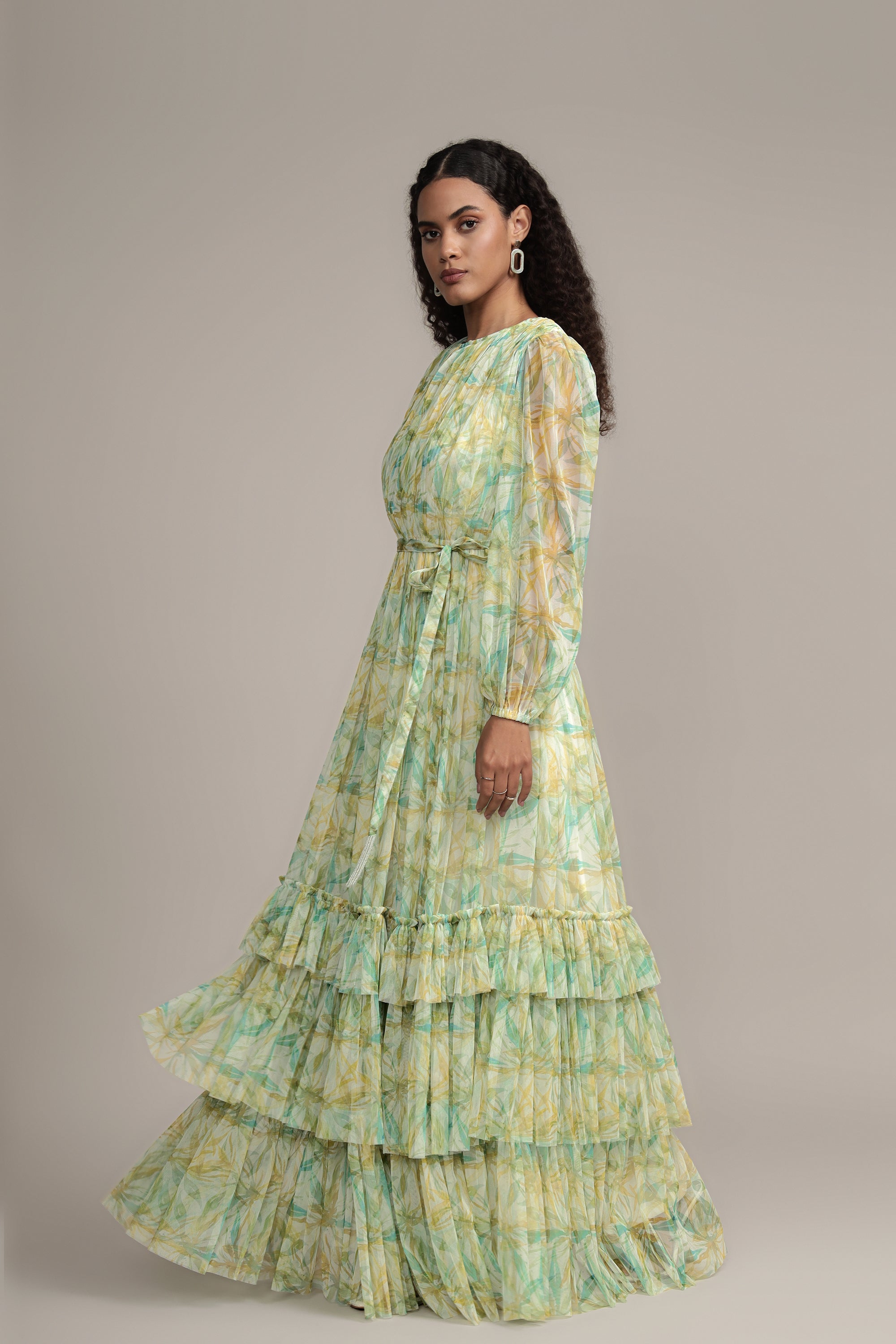 Rebecca Maxi Dress in Green Floral