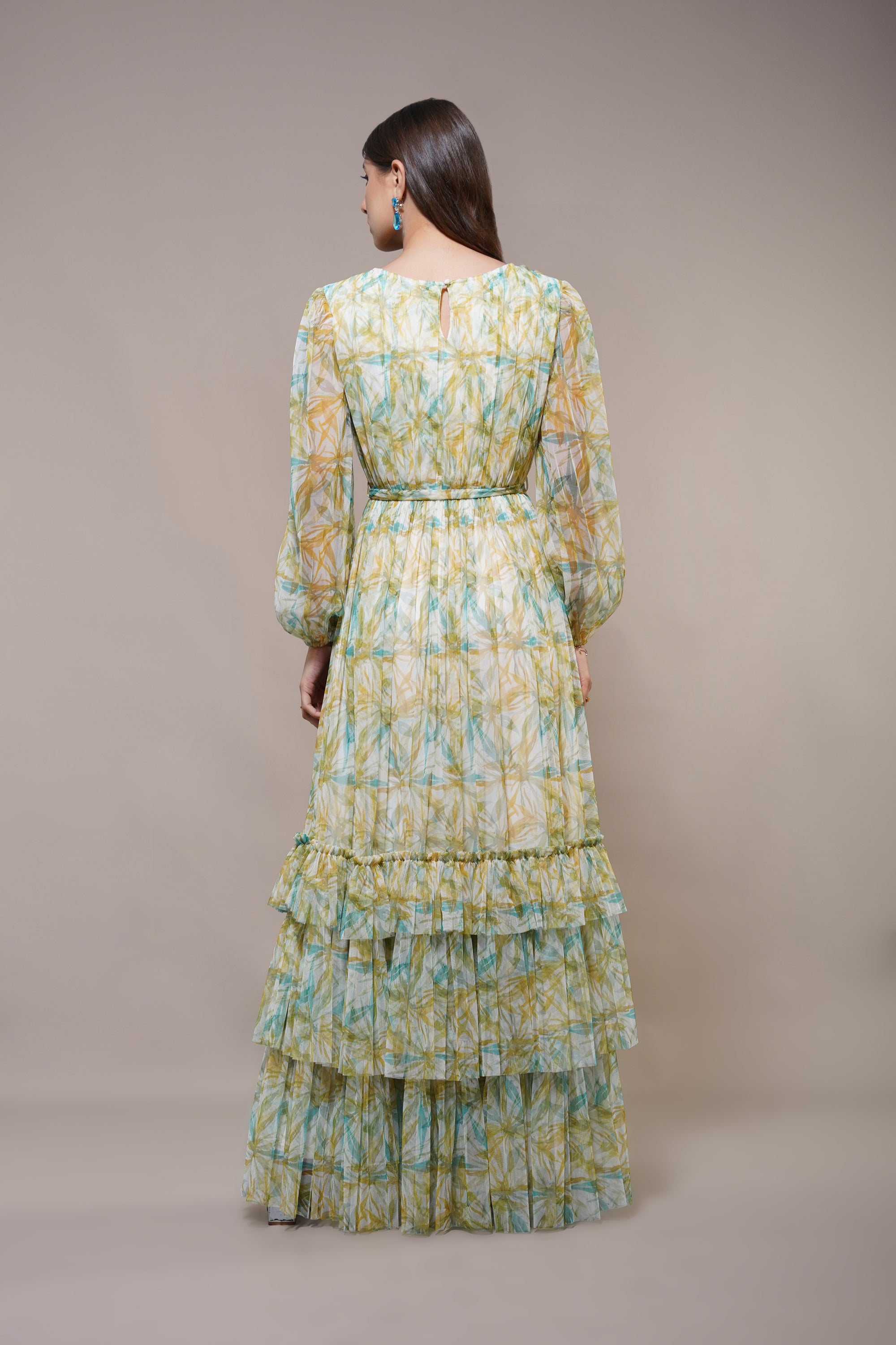 Rebecca Maxi Dress in Green Floral