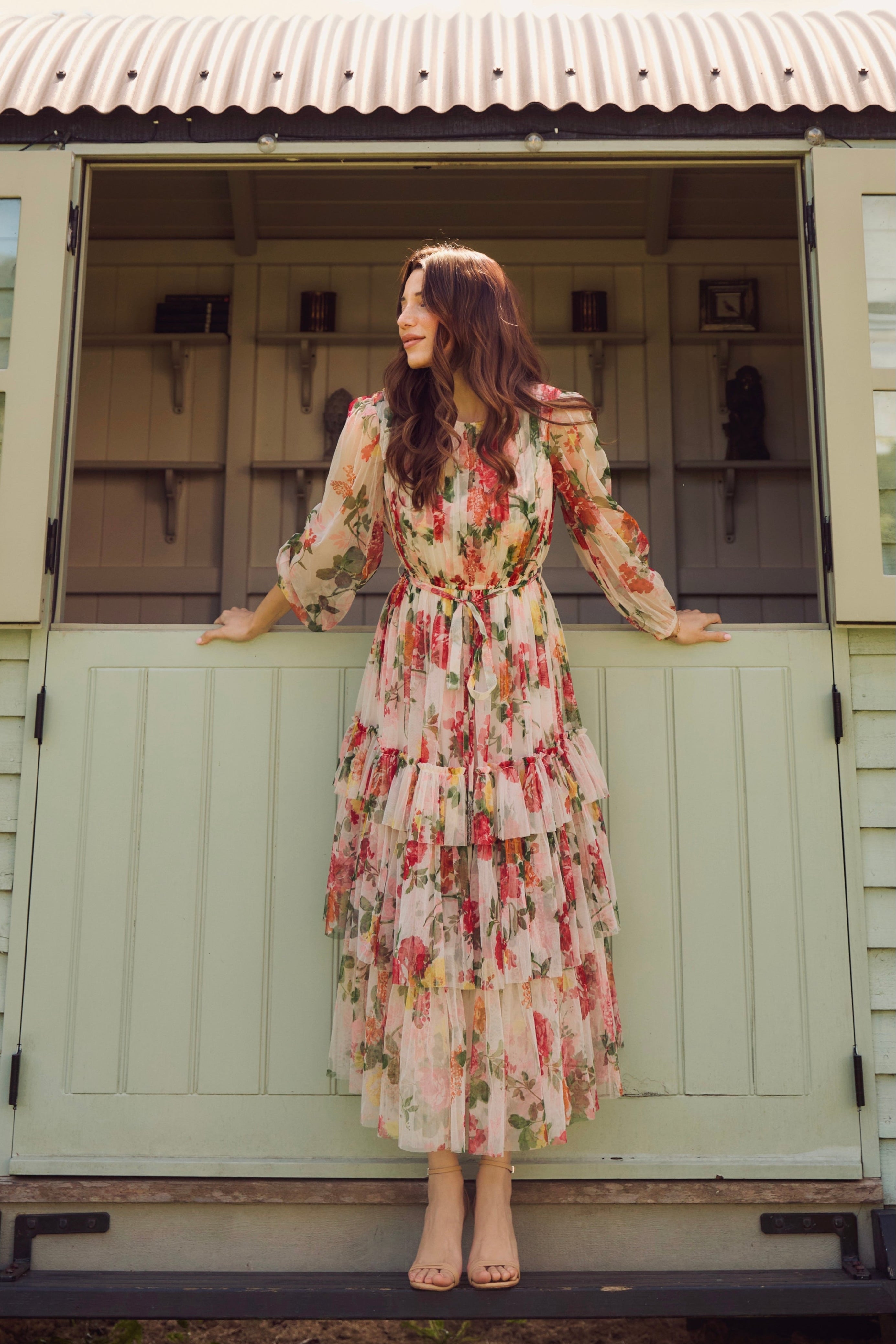 Rebecca Midi Dress in Cream Floral UK16 / Bright Floral Rebecca Midi Dress in Cream Floral UK16 / Bright Floral