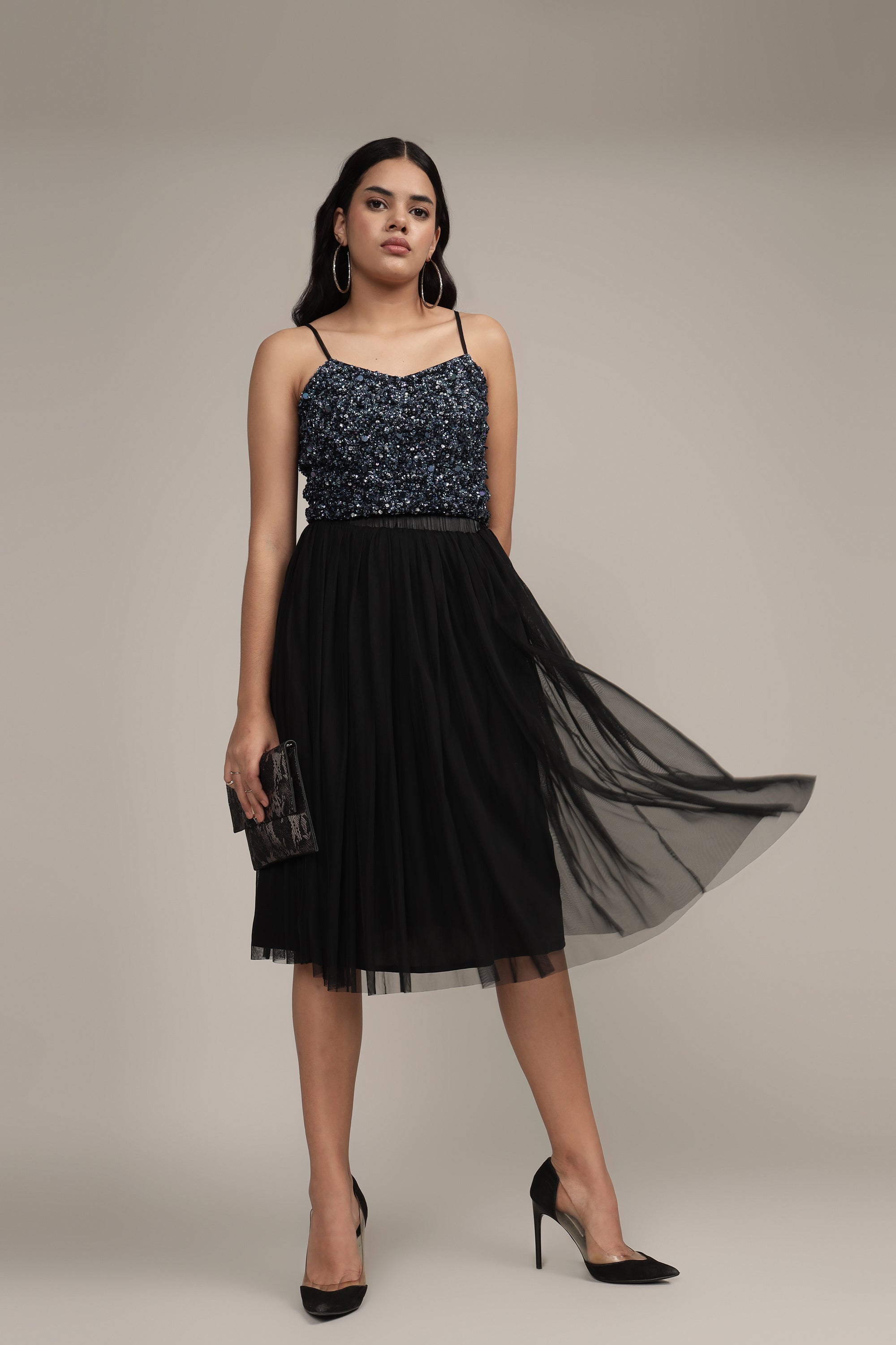 Sandy Sequin Cami Top in Black