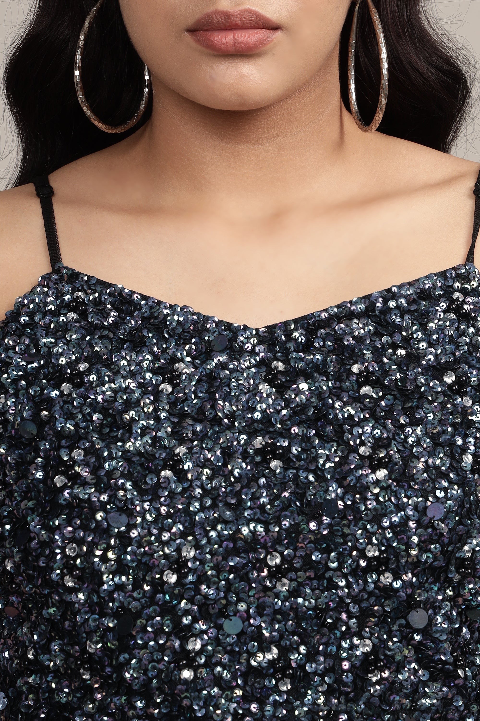 Sandy Sequin Cami Top in Black