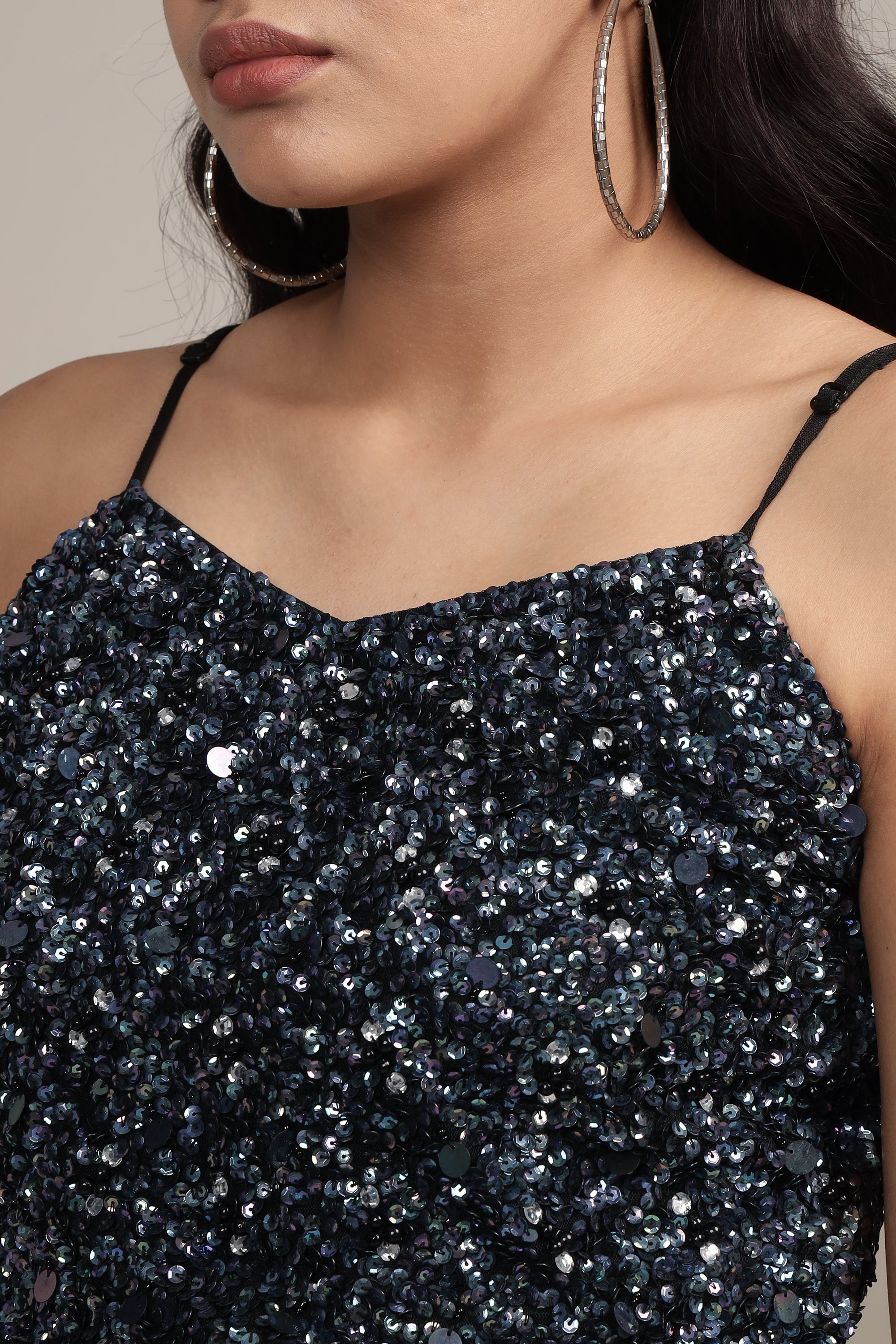 Sandy Sequin Cami Top in Black